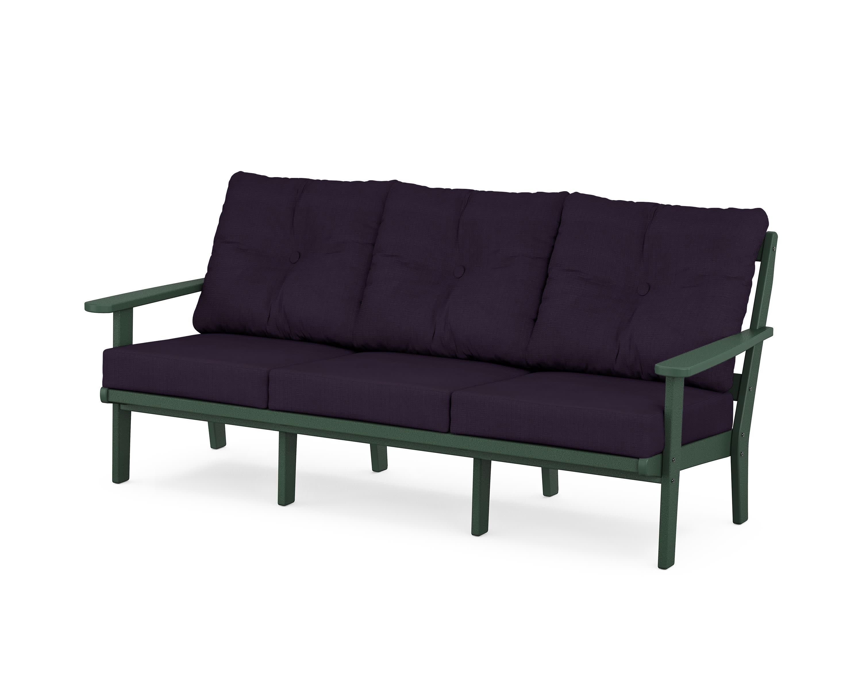 Cape Cod Deep Seating Sofa in Rainforest Canopy / Navy Linen