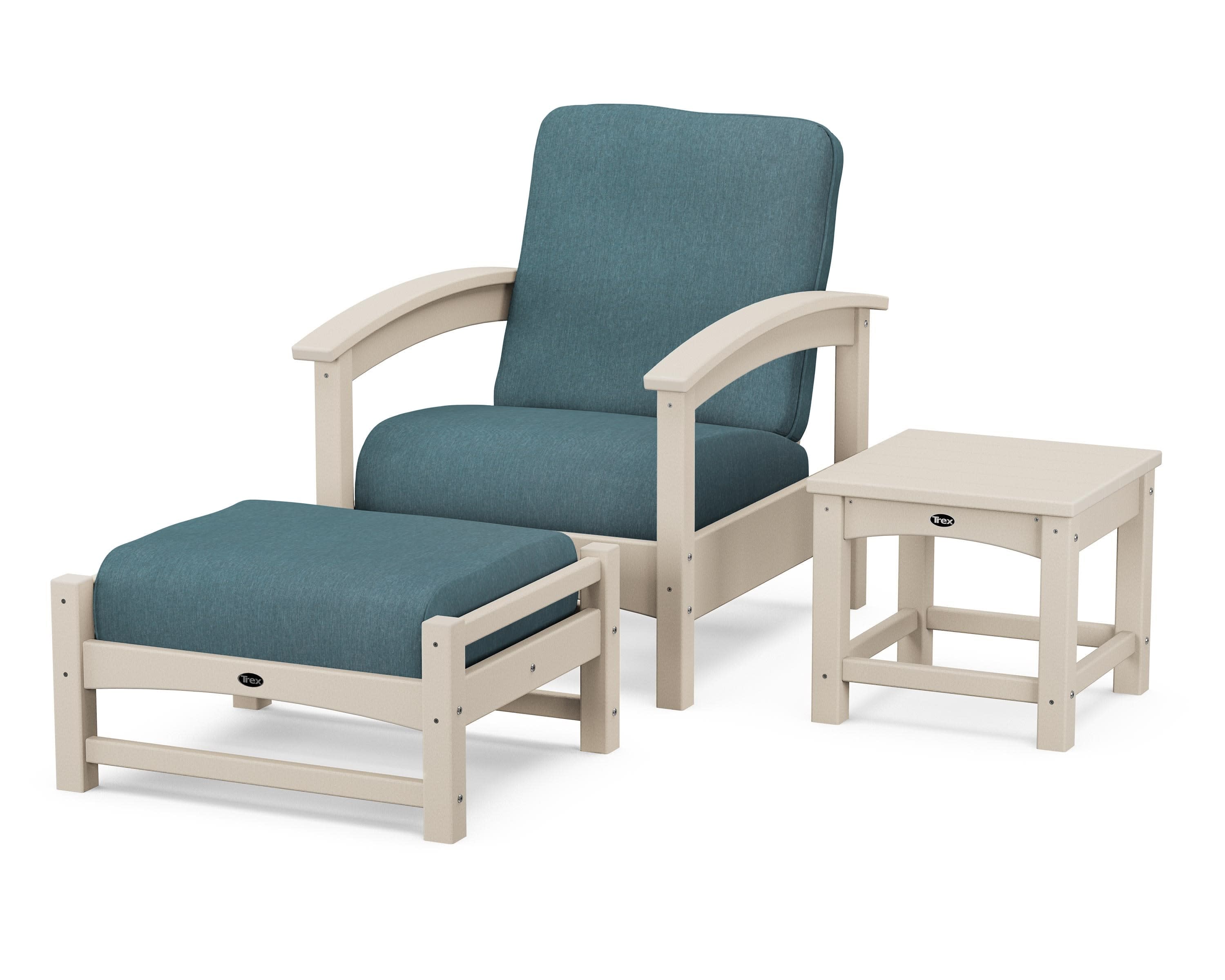 Rockport 3-Piece Deep Seating Set in Sand Castle / Ocean Teal