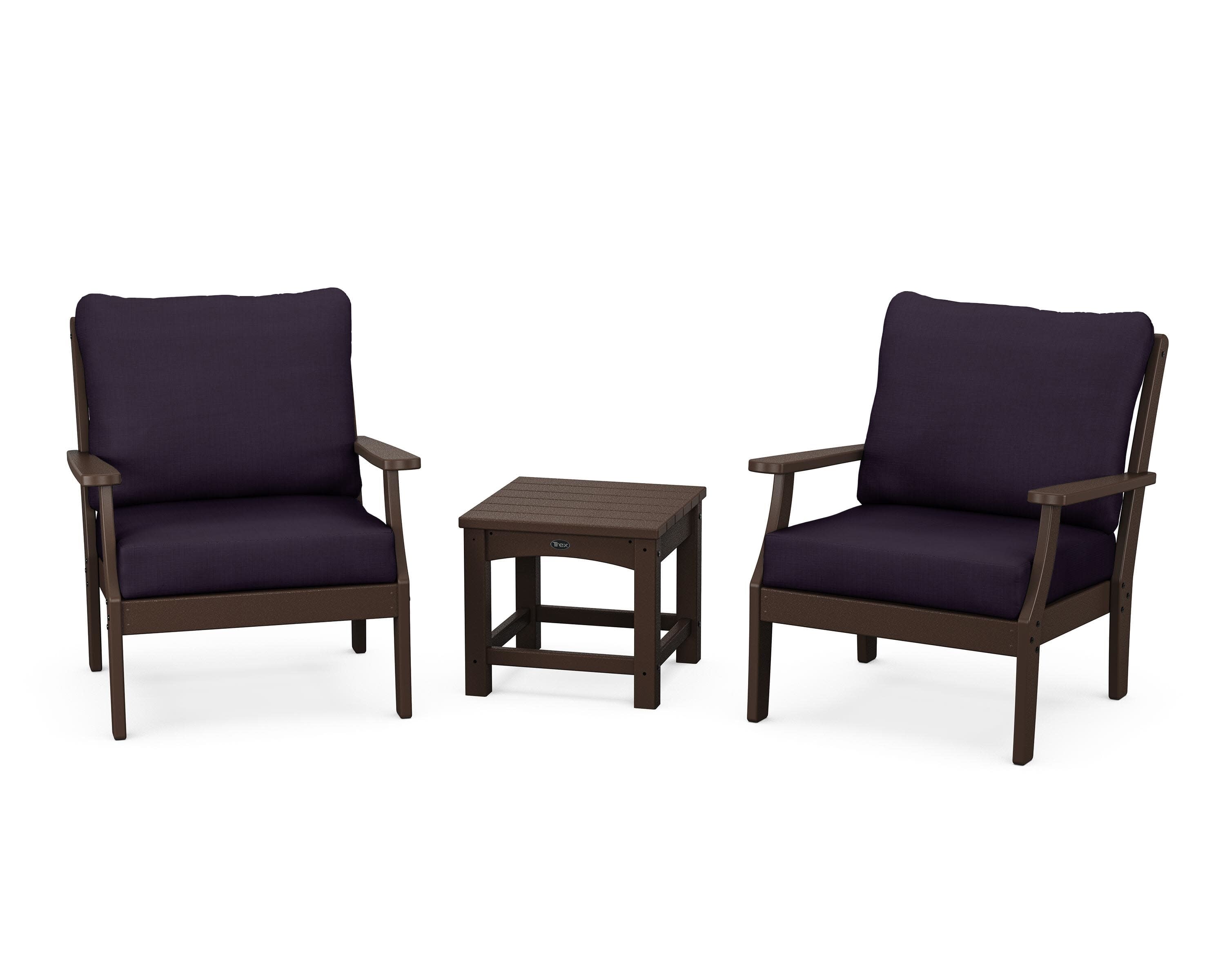 Yacht Club 3-Piece Deep Seating Set in Vintage Lantern / Navy Linen