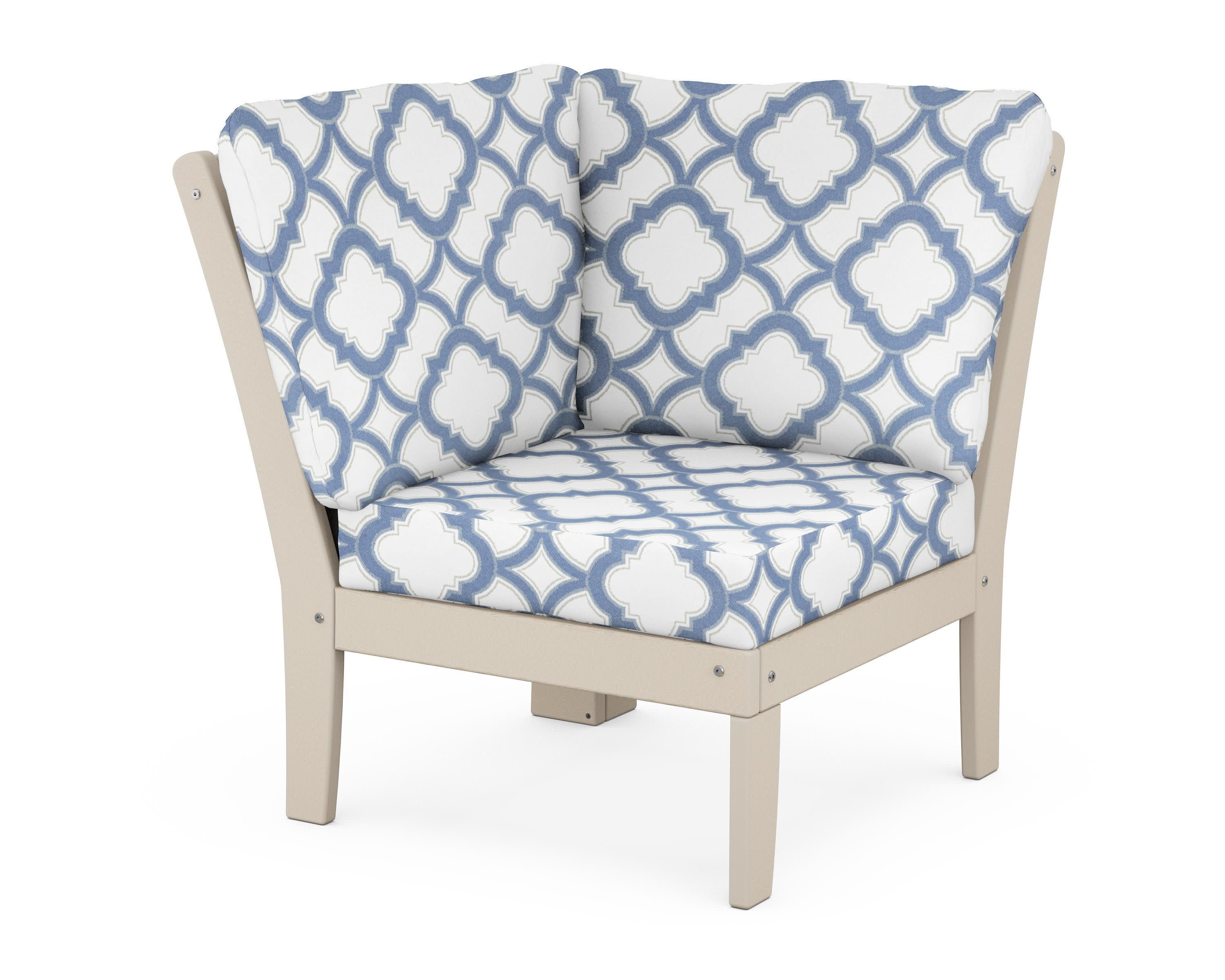 Yacht Club Modular Corner Chair in Sand Castle / Trellis Sky Blue