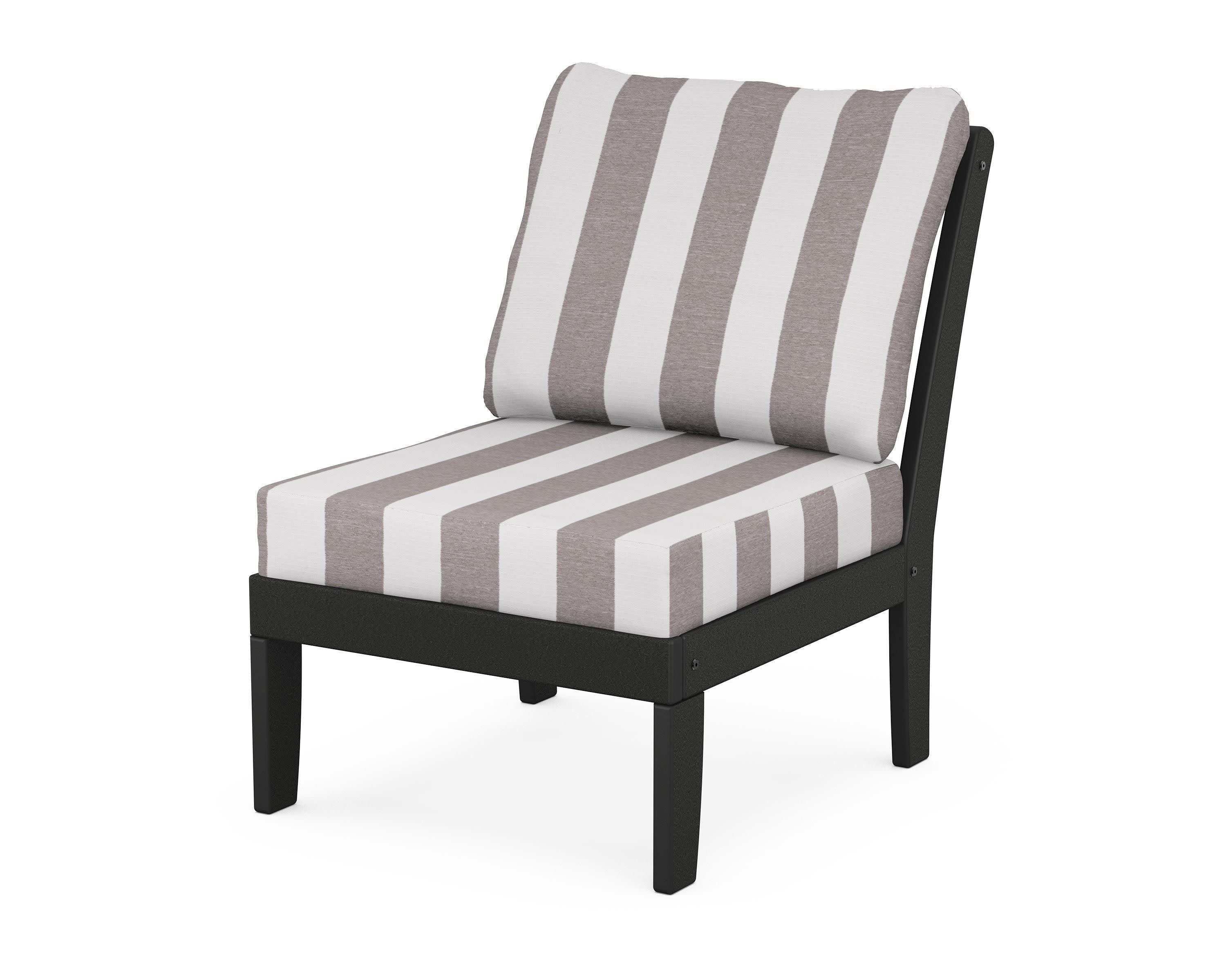 Yacht Club Modular Armless Chair in Charcoal Black / Cabana Stripe Grey Mist
