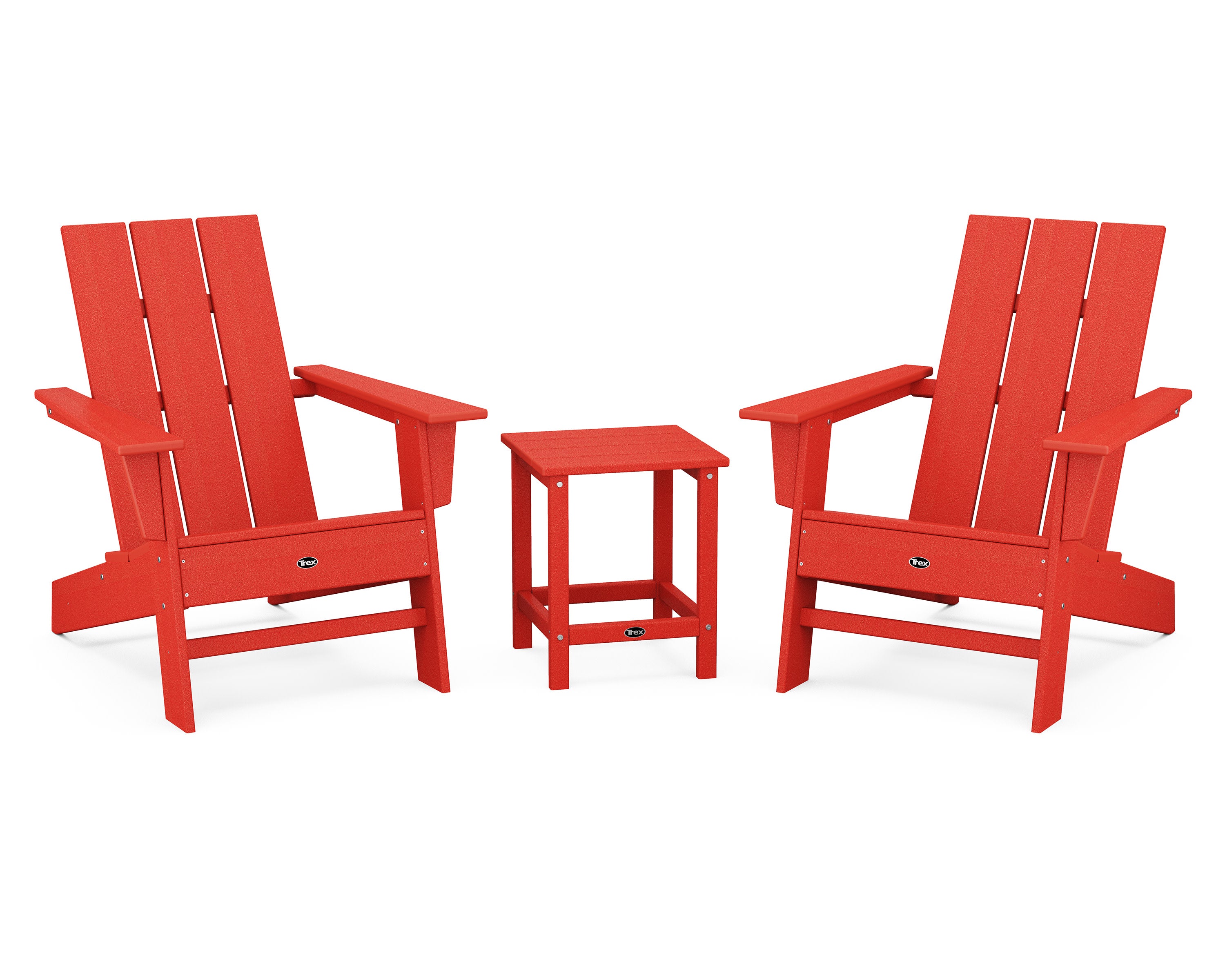 Eastport 3-Piece Modern Adirondack Set in Sunset Red