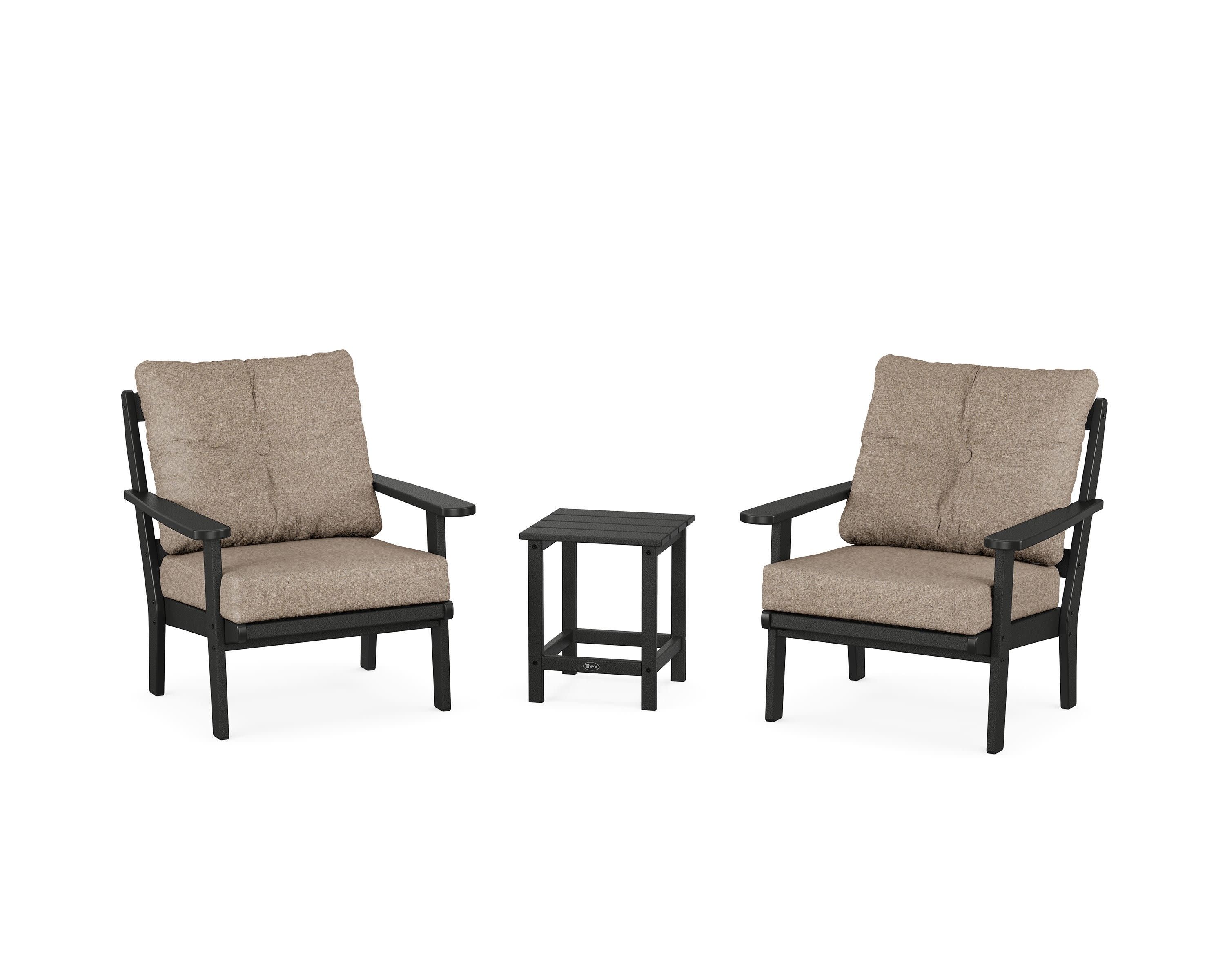 Cape Cod 3-Piece Deep Seating Set in Charcoal Black / Spiced Burlap