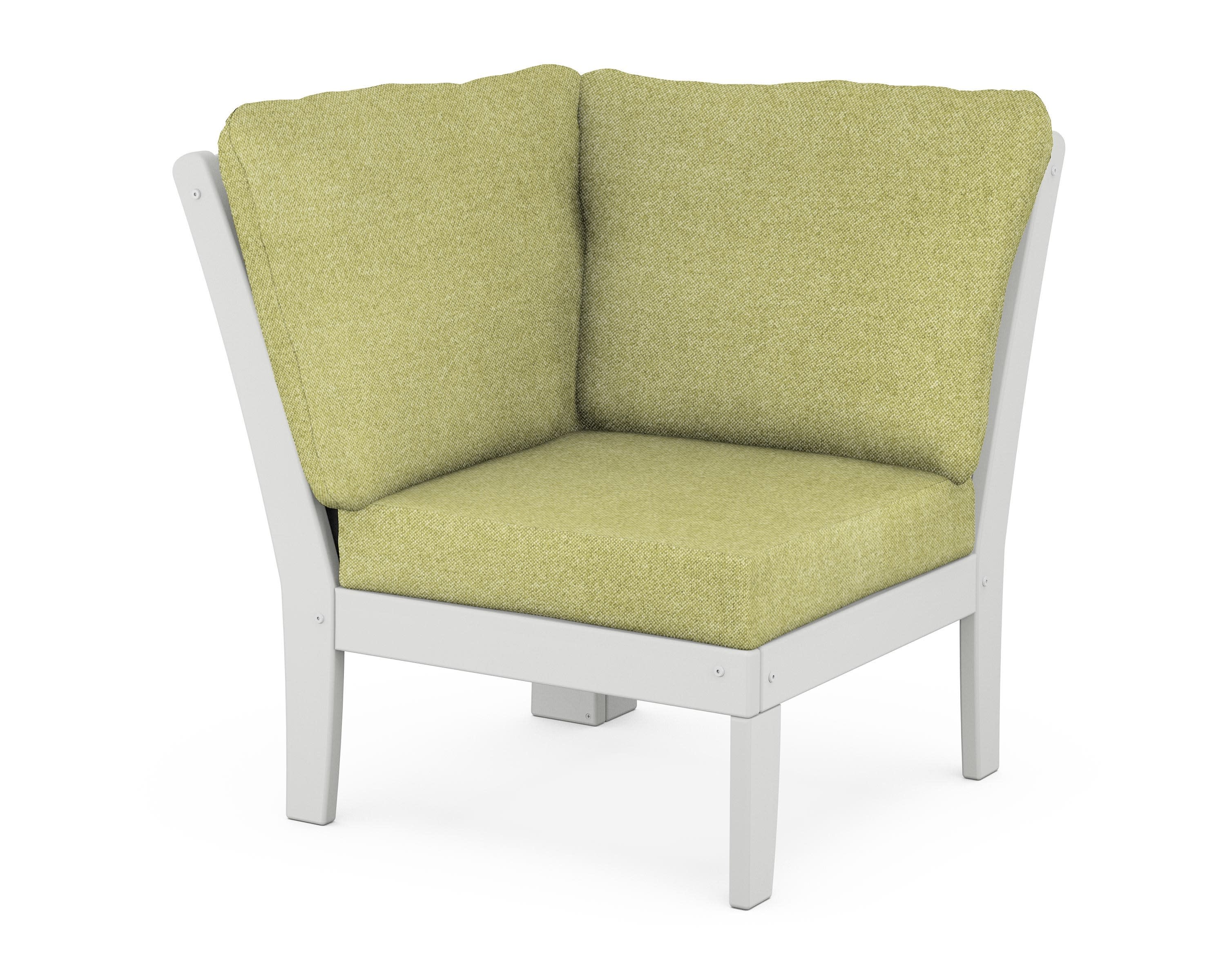 Yacht Club Modular Corner Chair in Classic White / Chartreuse Boucle