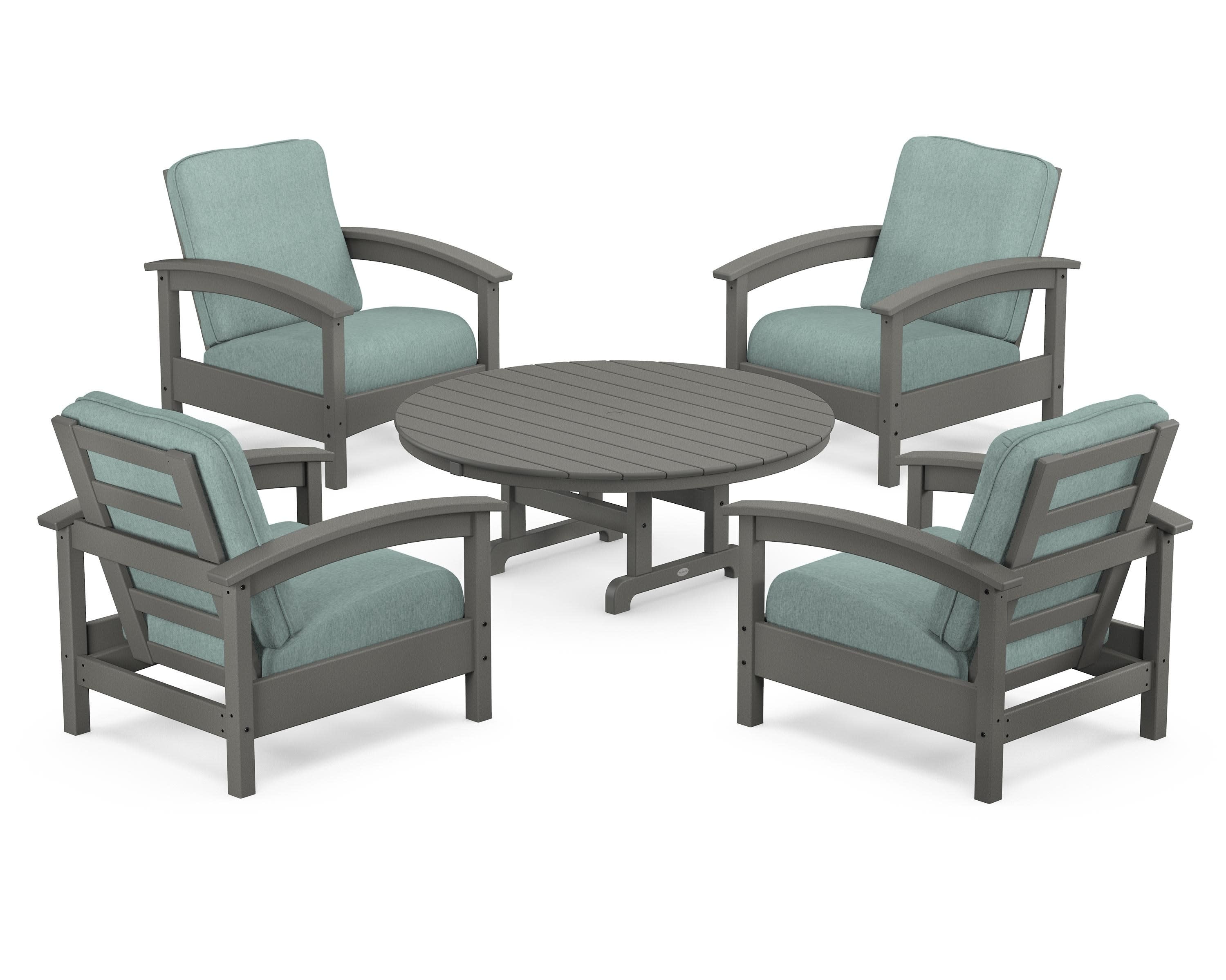 Rockport 5-Piece Deep Seating Set in Stepping Stone / Glacier Spa