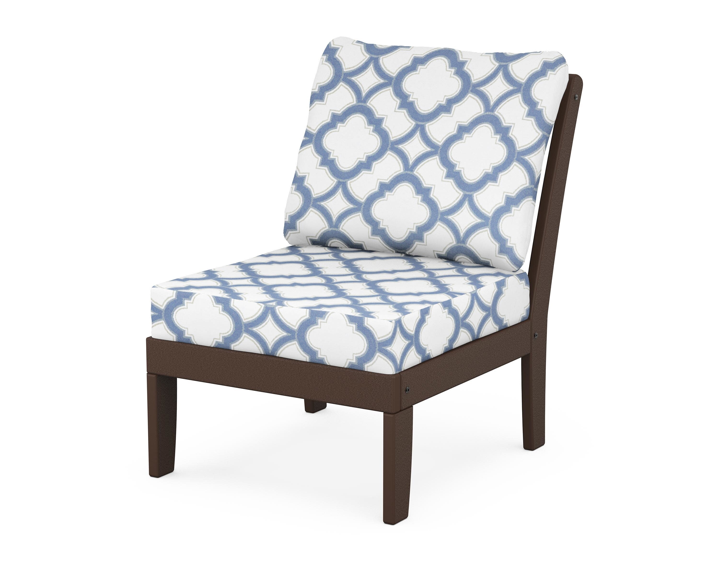 Yacht Club Modular Armless Chair in Vintage Lantern / Trellis Sky Blue