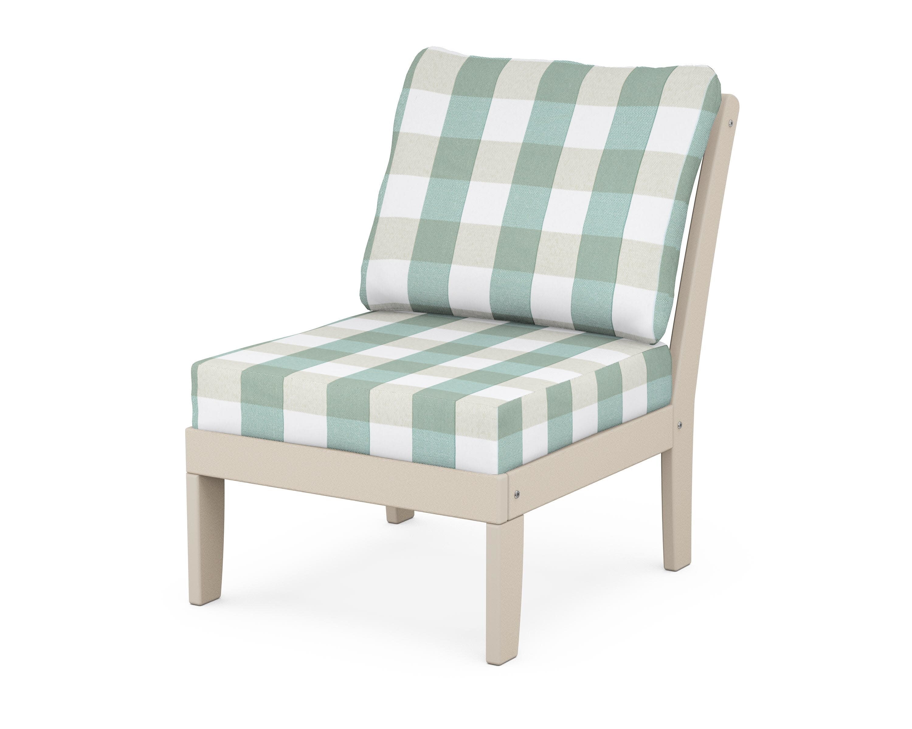 Yacht Club Modular Armless Chair in Sand Castle / Buffalo Plaid Glacier Spa