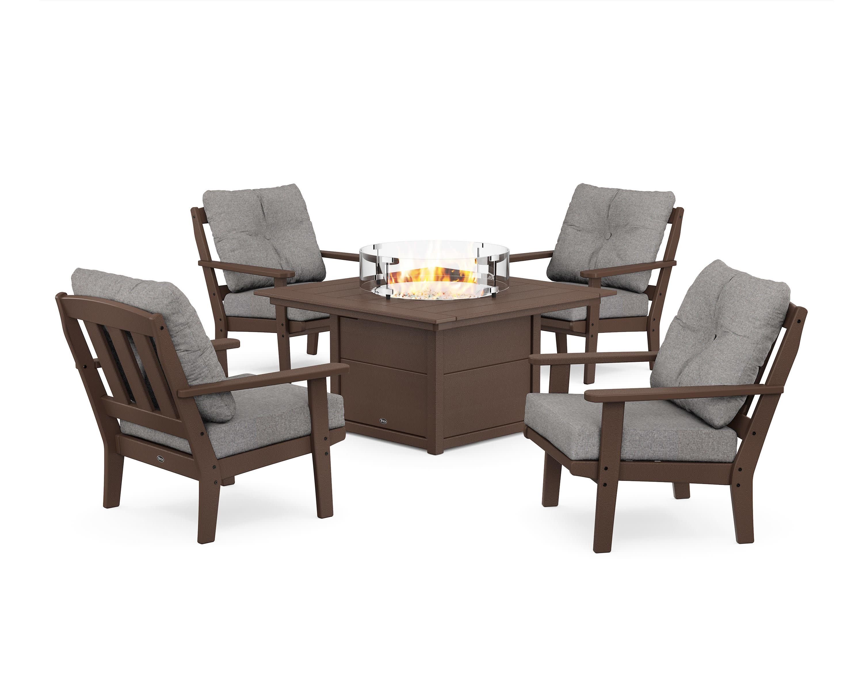 Cape Cod 5-Piece Deep Seating Set with Fire Pit Table in Vintage Lantern / Grey Mist