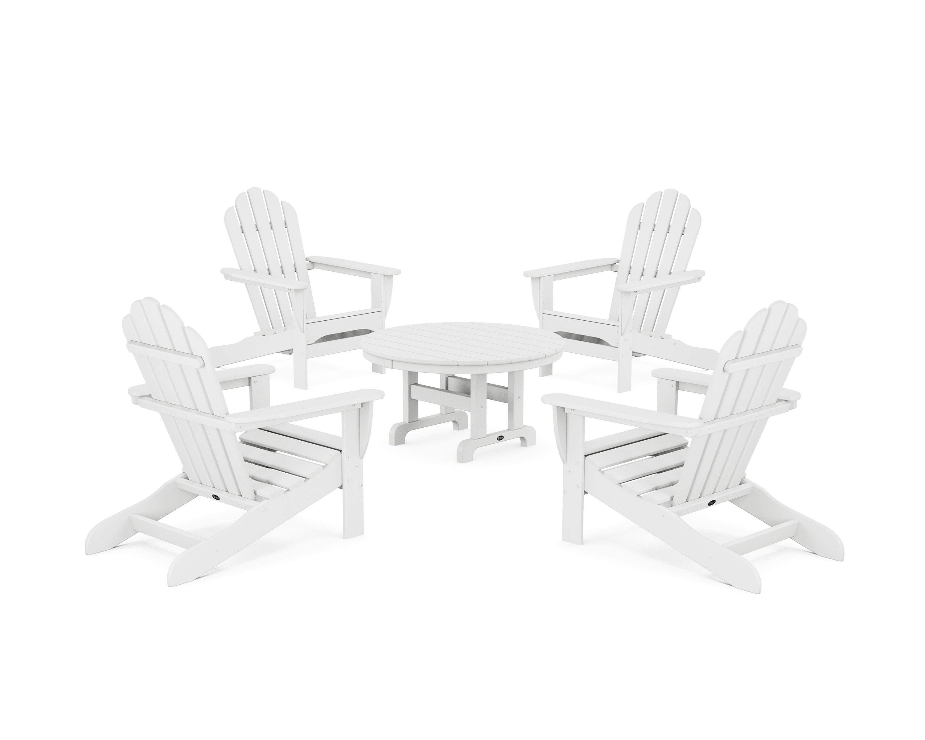 5-Piece Monterey Bay Adirondack Chair Conversation Group in Classic White