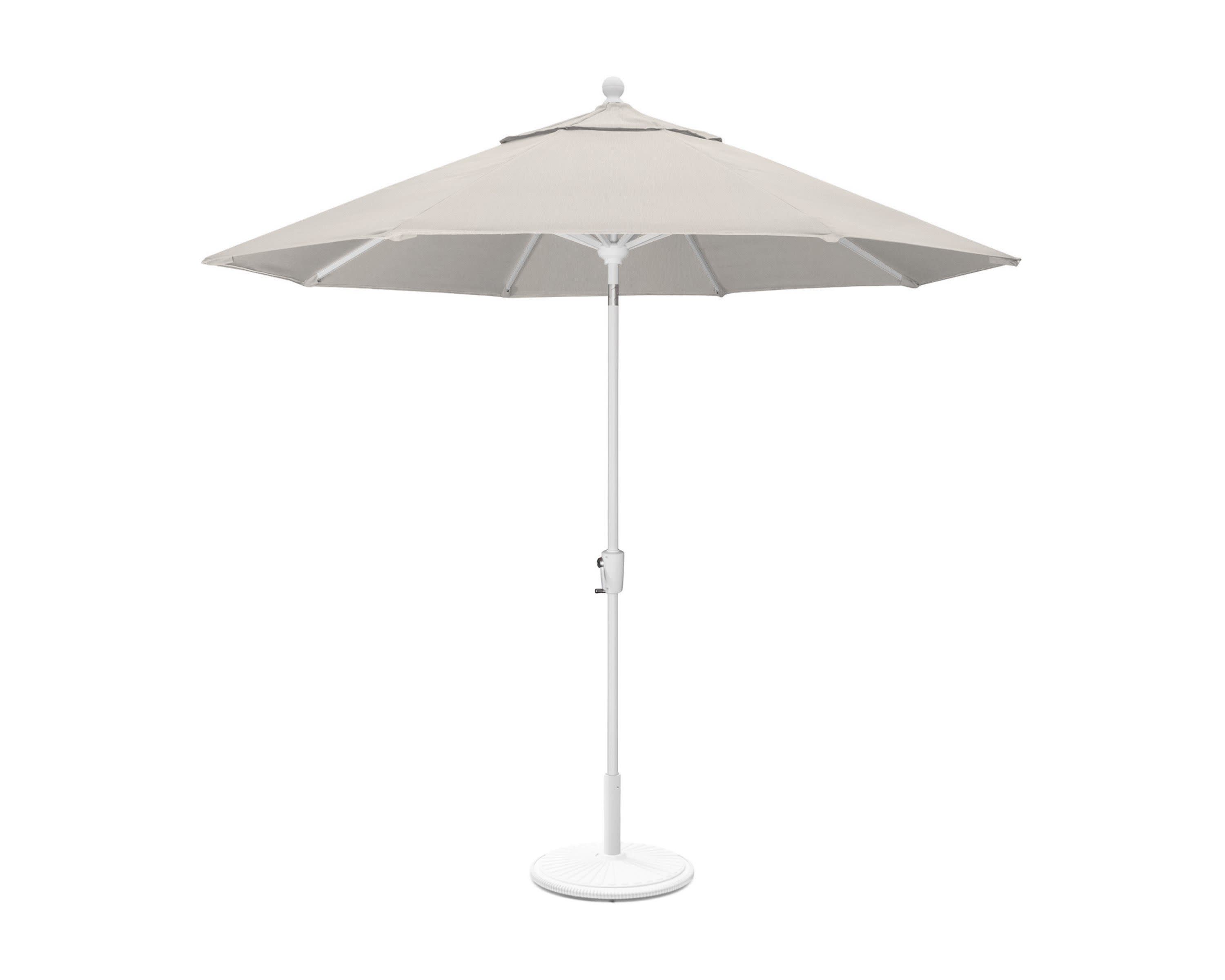 9' Tilt Market Umbrella & Base in White / Cast Ash