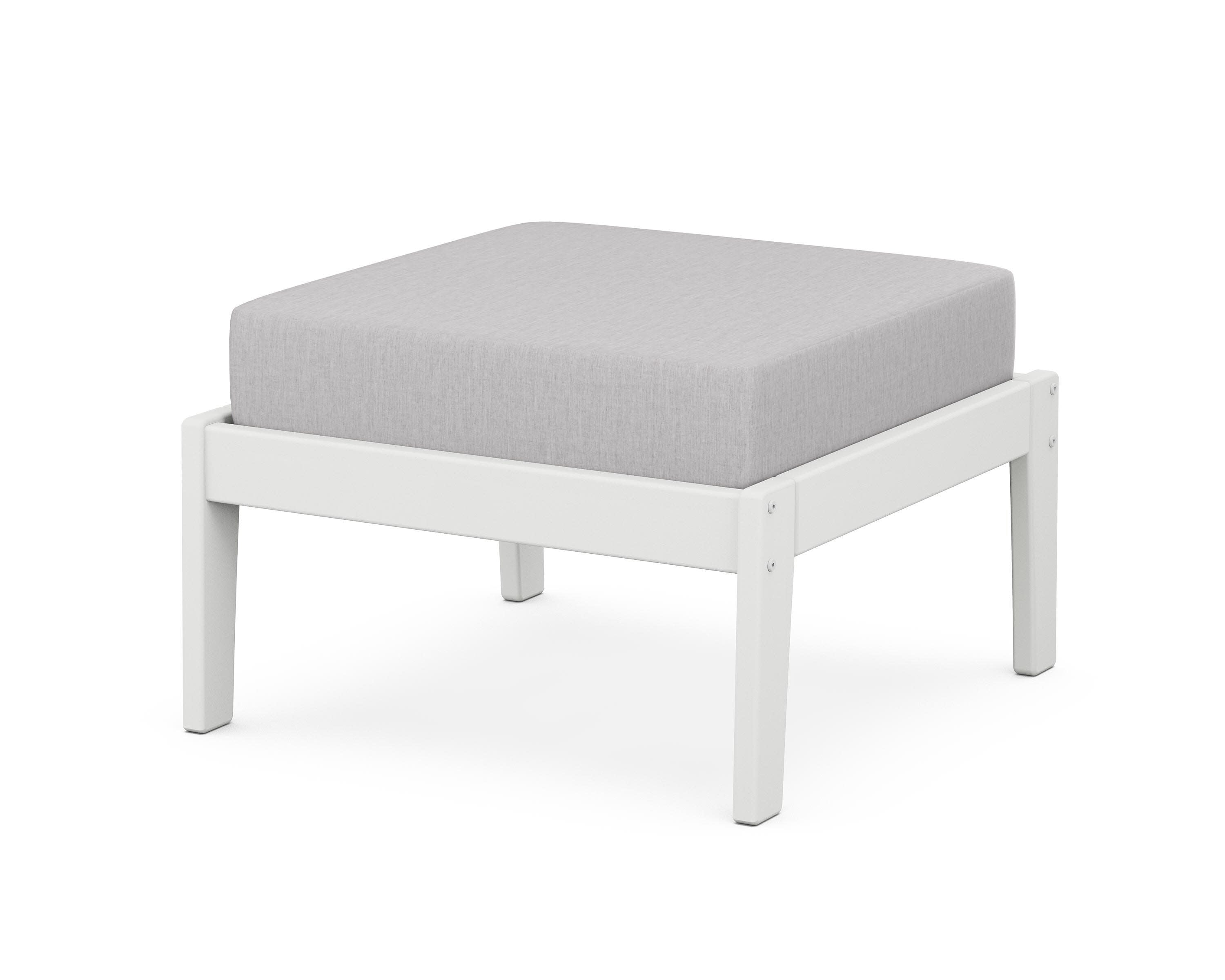 Deep Seating Ottoman in White / Granite
