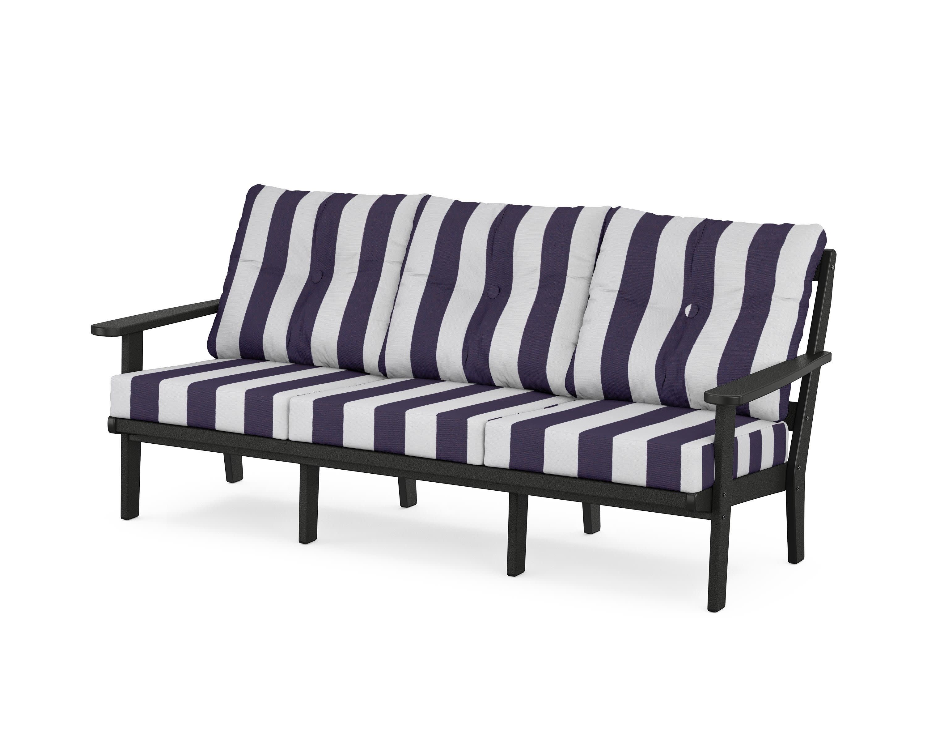 Cape Cod Deep Seating Sofa in Charcoal Black / Cabana Stripe Navy
