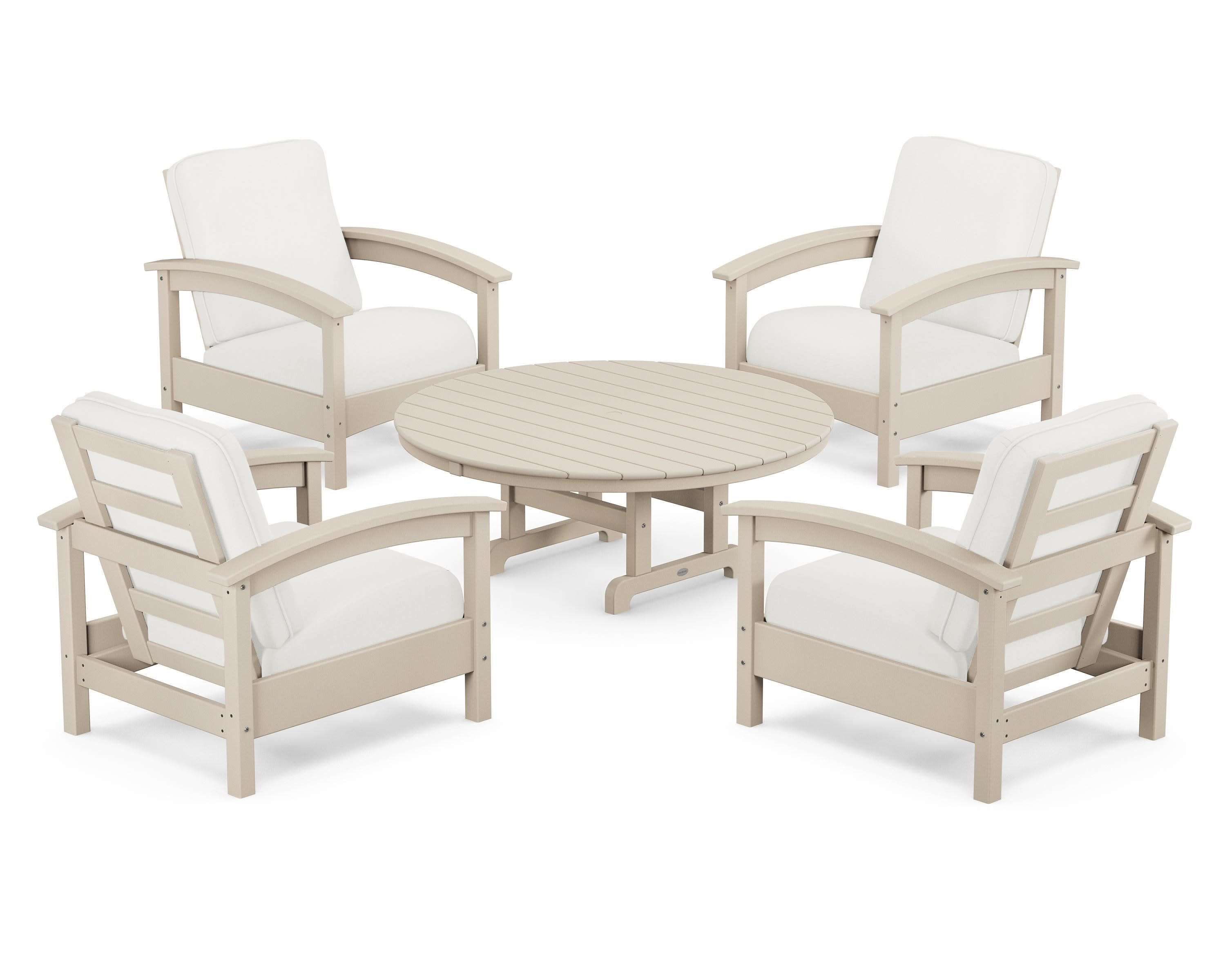 Rockport 5-Piece Deep Seating Set in Sand Castle / Natural Linen
