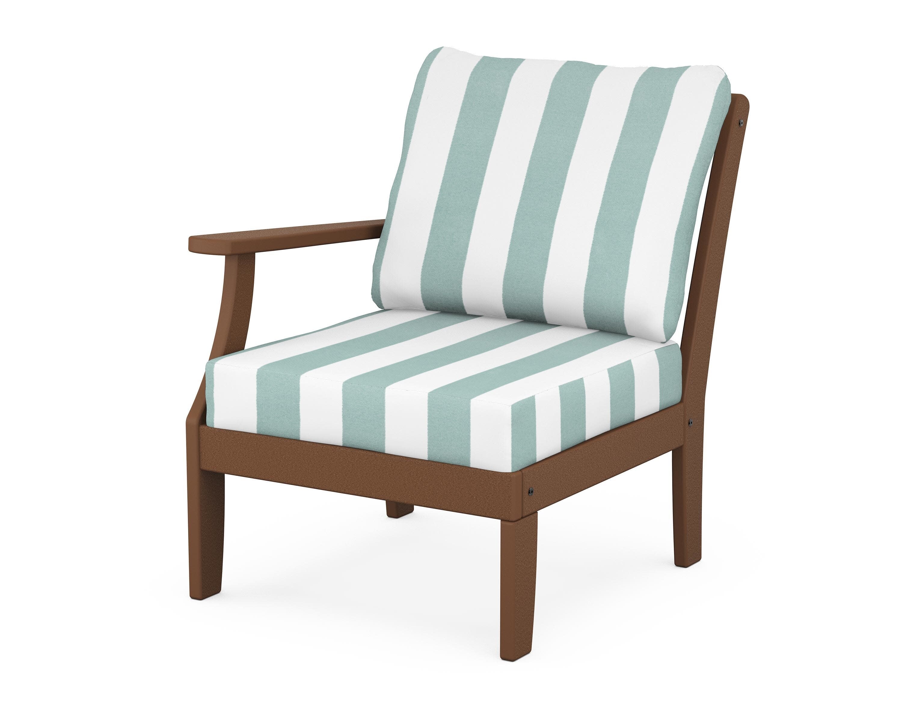 Yacht Club Modular Left Arm Chair in Tree House / Cabana Stripe Glacier Spa