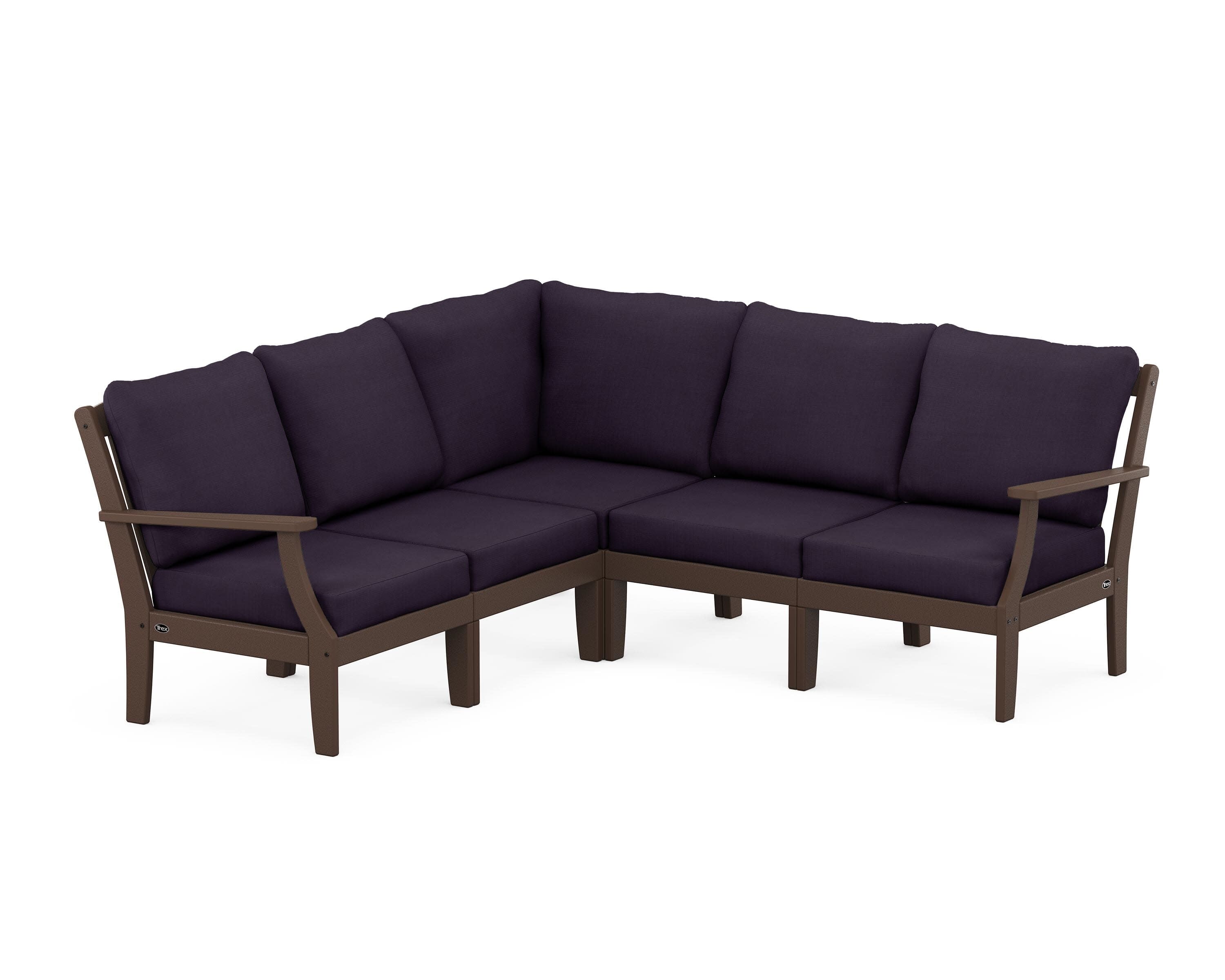 Yacht Club Modular 5-Piece Deep Seating Set in Vintage Lantern / Navy Linen
