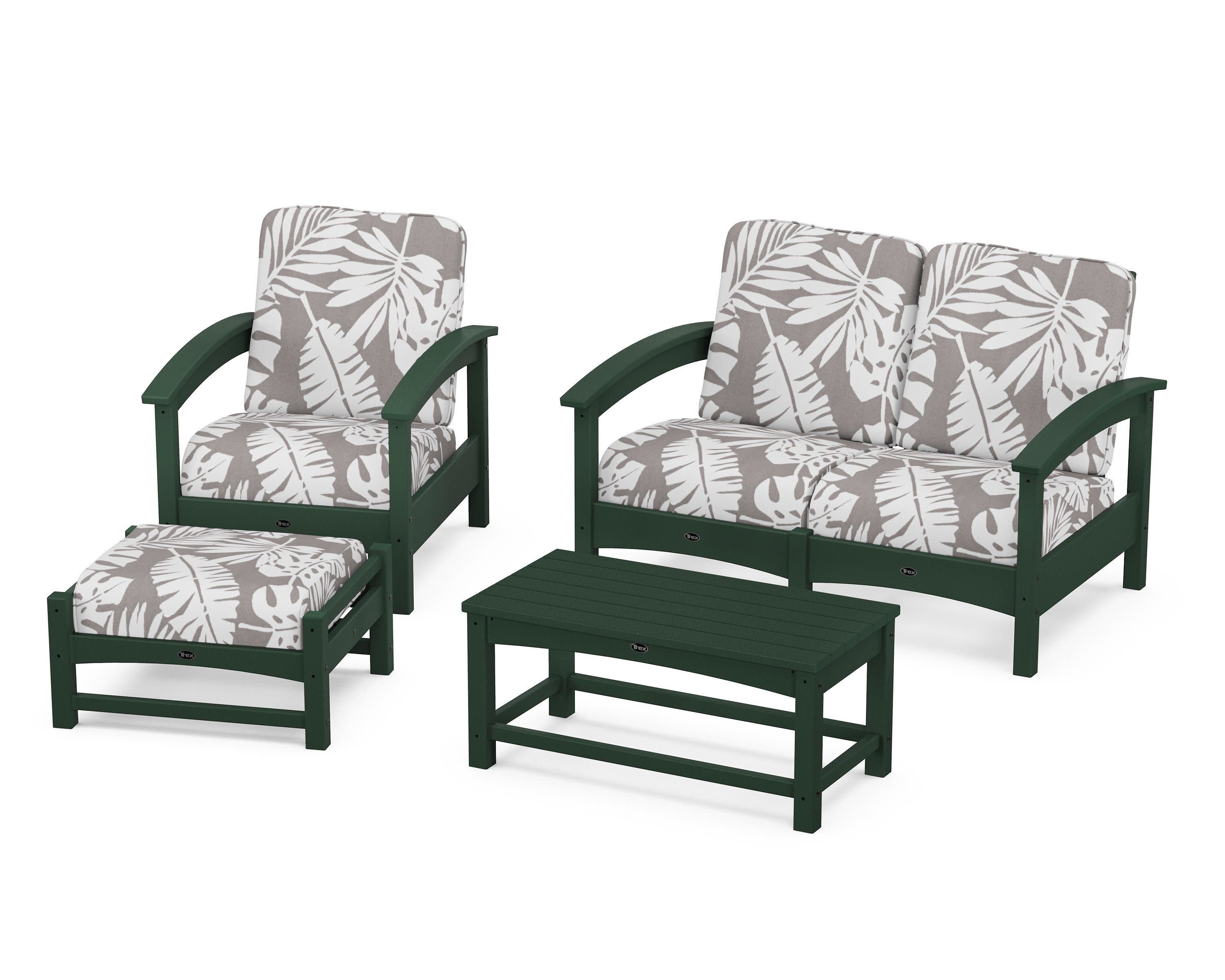 Rockport 4-Piece Deep Seating Conversation Group in Rainforest Canopy / Leaf Grey Mist