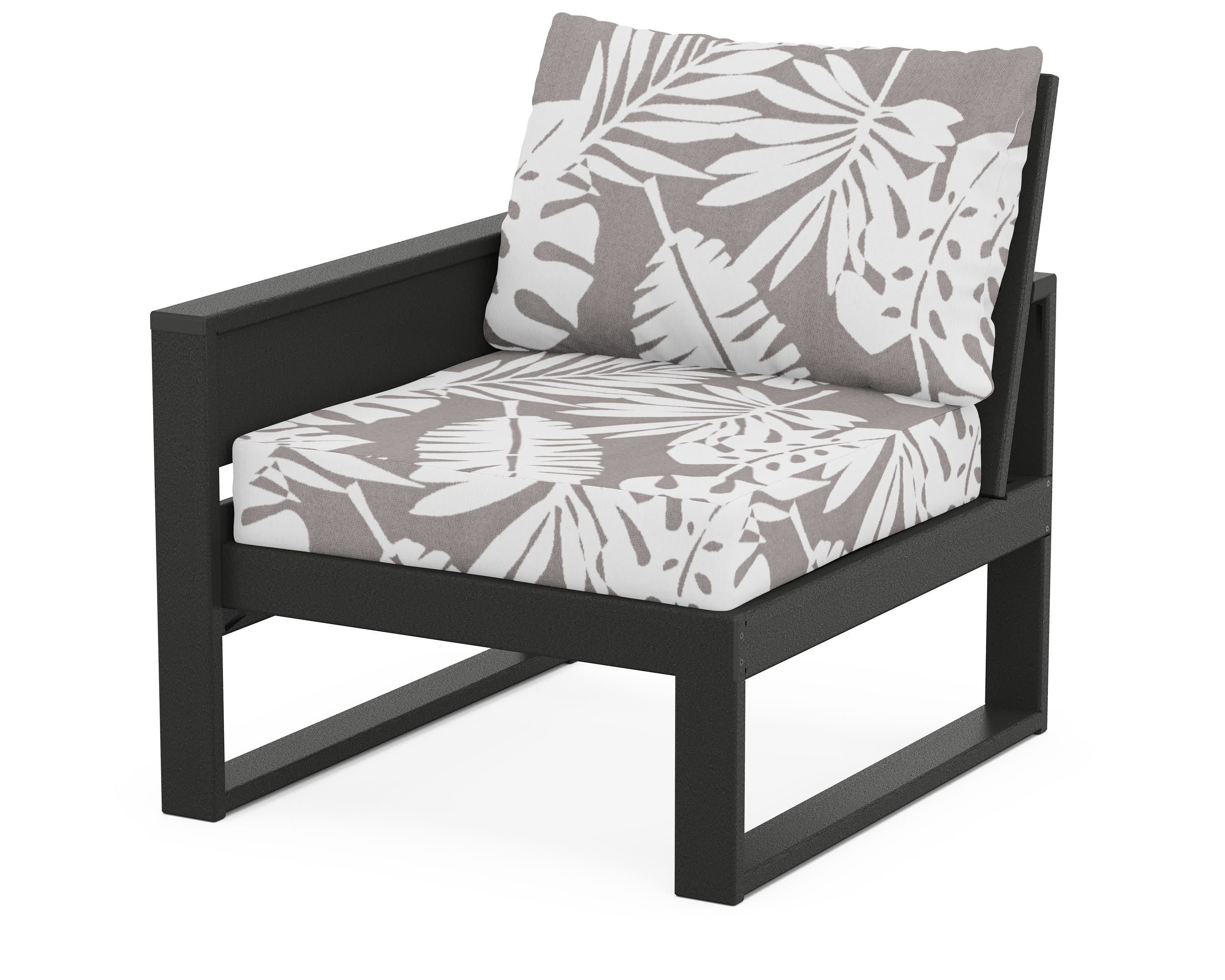 Eastport Modular Left Arm Chair in Charcoal Black / Leaf Grey Mist