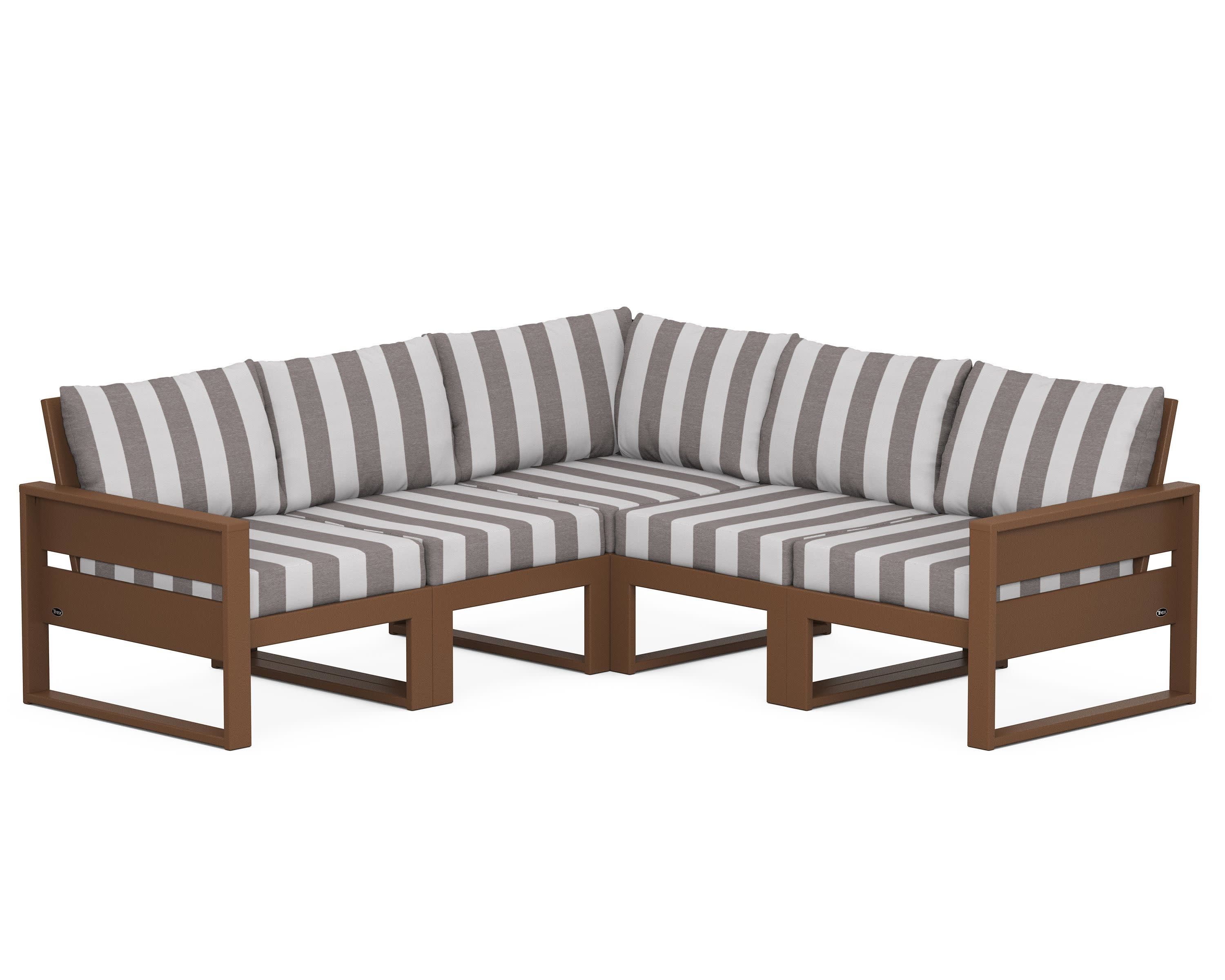 Eastport 5-Piece Sectional in Tree House / Cabana Stripe Grey Mist