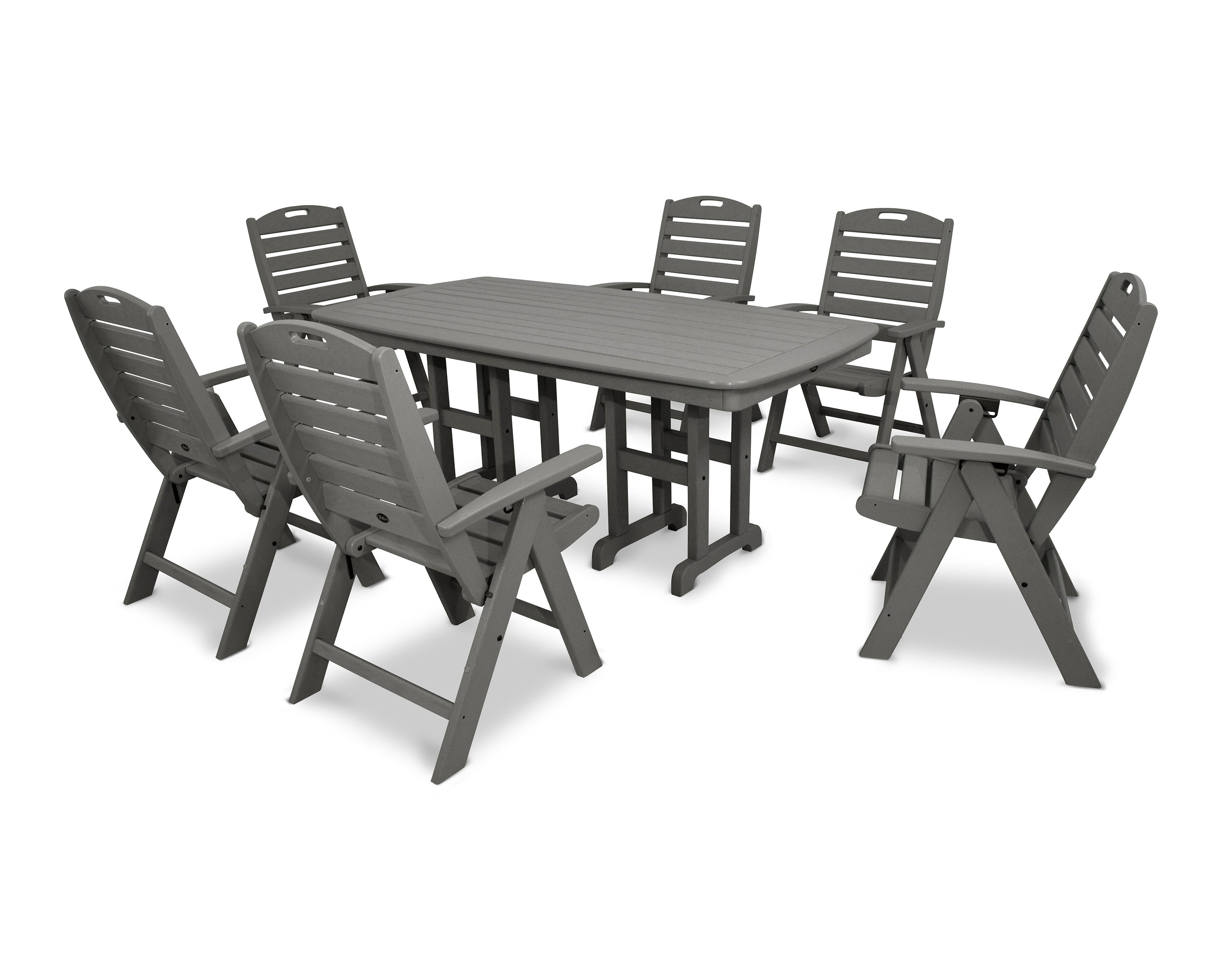 Yacht Club Highback 7-Piece Dining Set in Stepping Stone