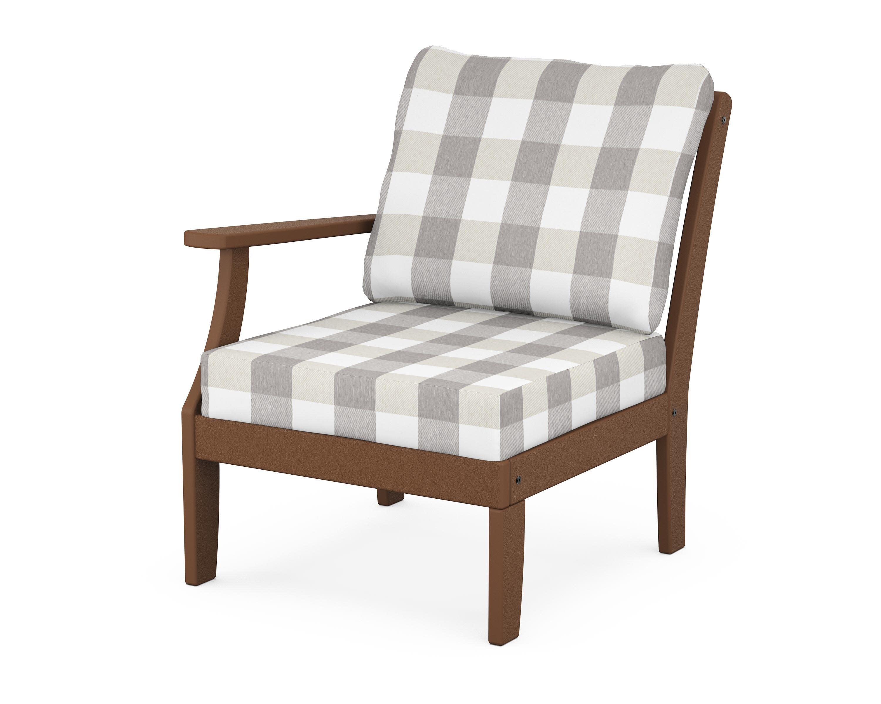 Yacht Club Modular Left Arm Chair in Tree House / Buffalo Plaid Grey Mist