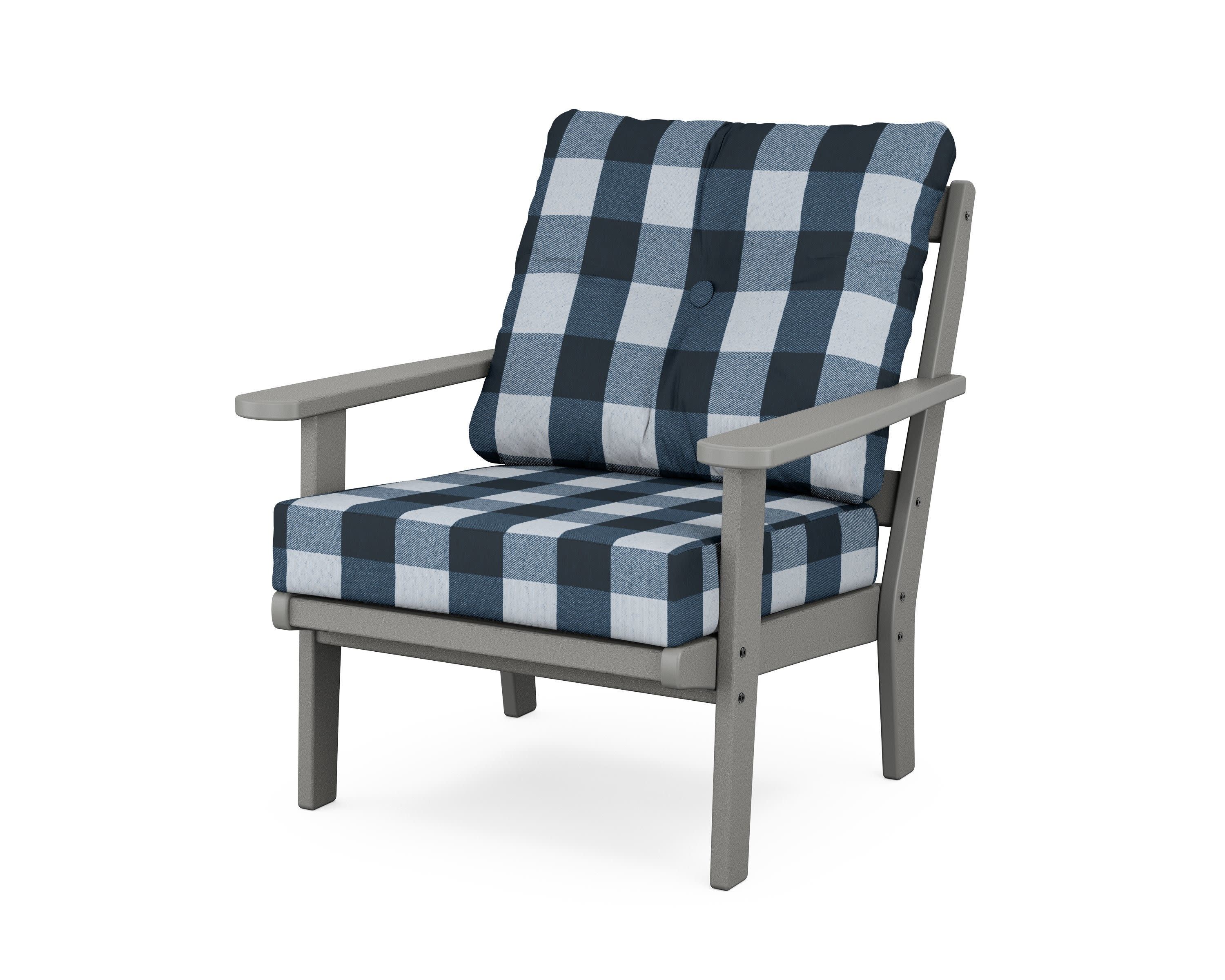 Cape Cod Deep Seating Chair in Stepping Stone / Buffalo Plaid Marine Indigo