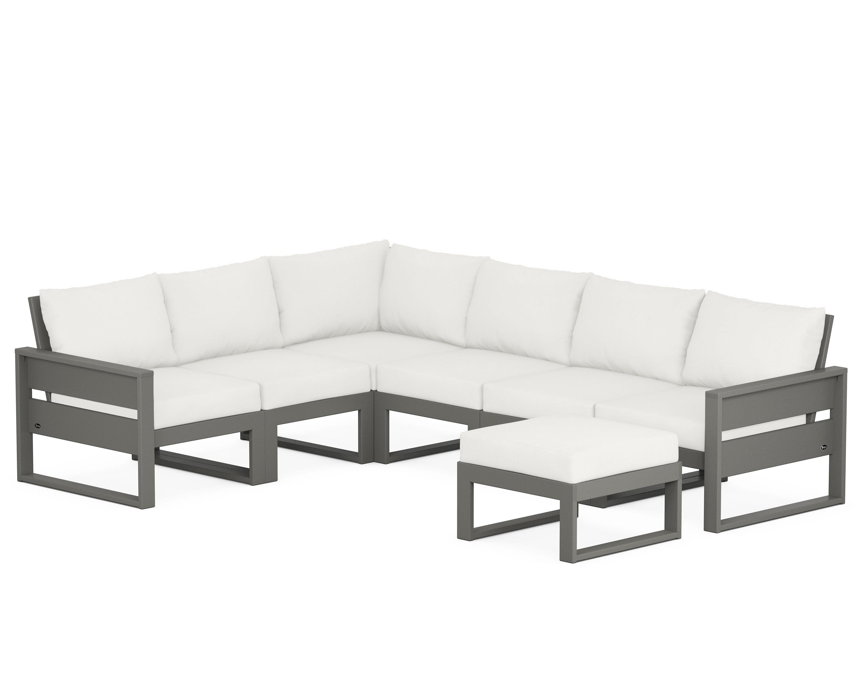 Eastport 6-Piece Sectional with Ottoman in Stepping Stone / Natural Linen