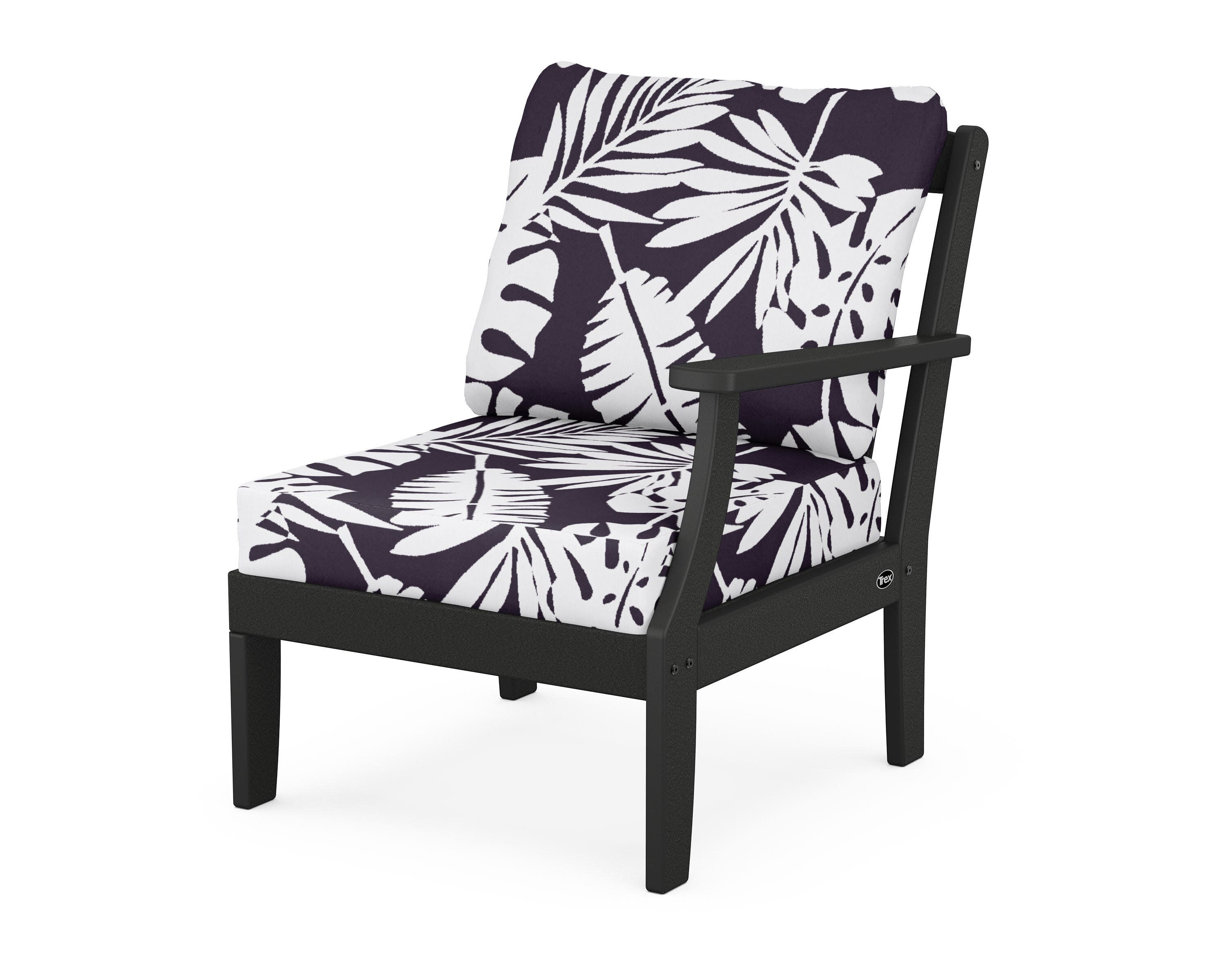 Yacht Club Modular Right Arm Chair in Charcoal Black / Leaf Navy