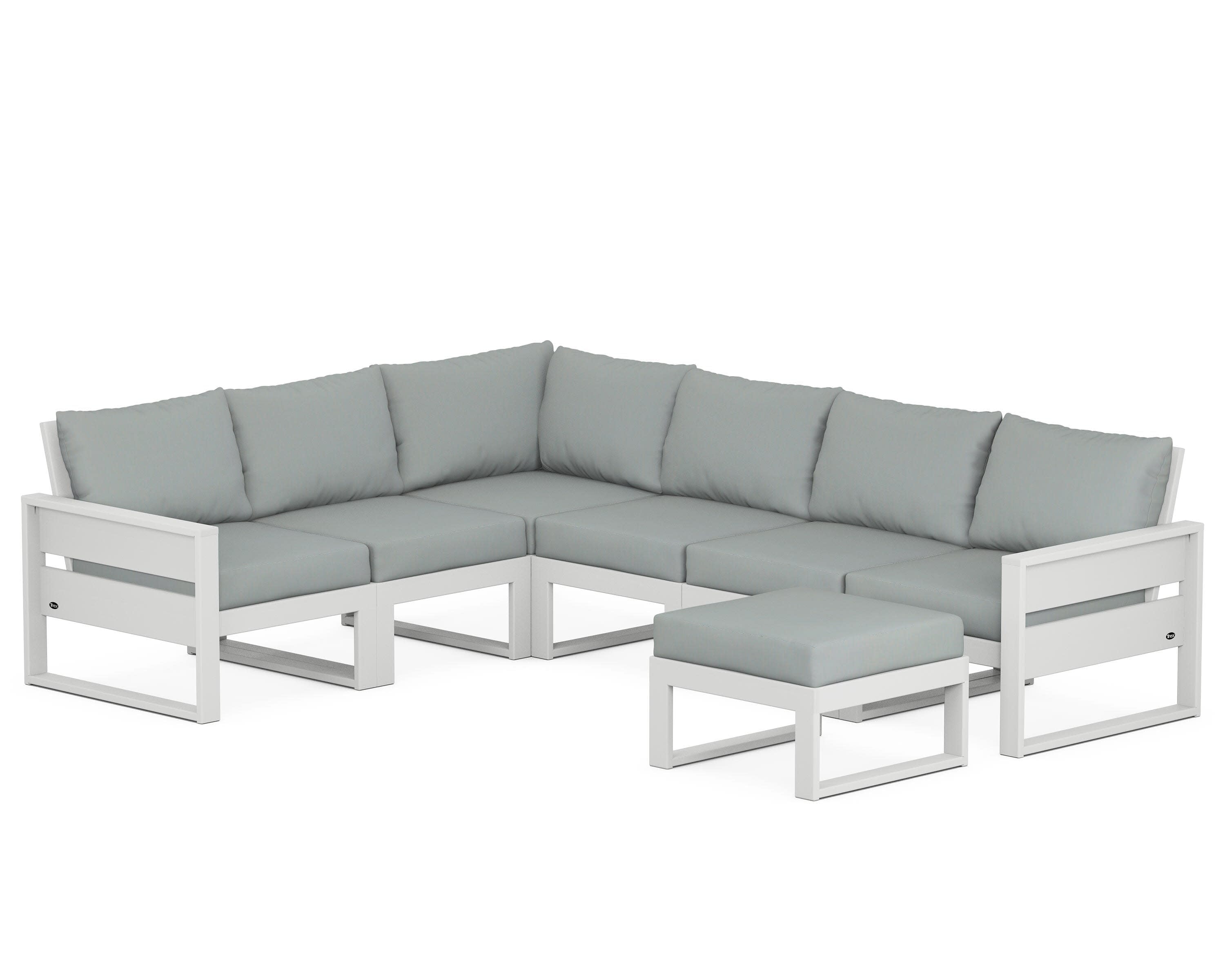 Eastport 6-Piece Sectional with Ottoman in Classic White / Spa