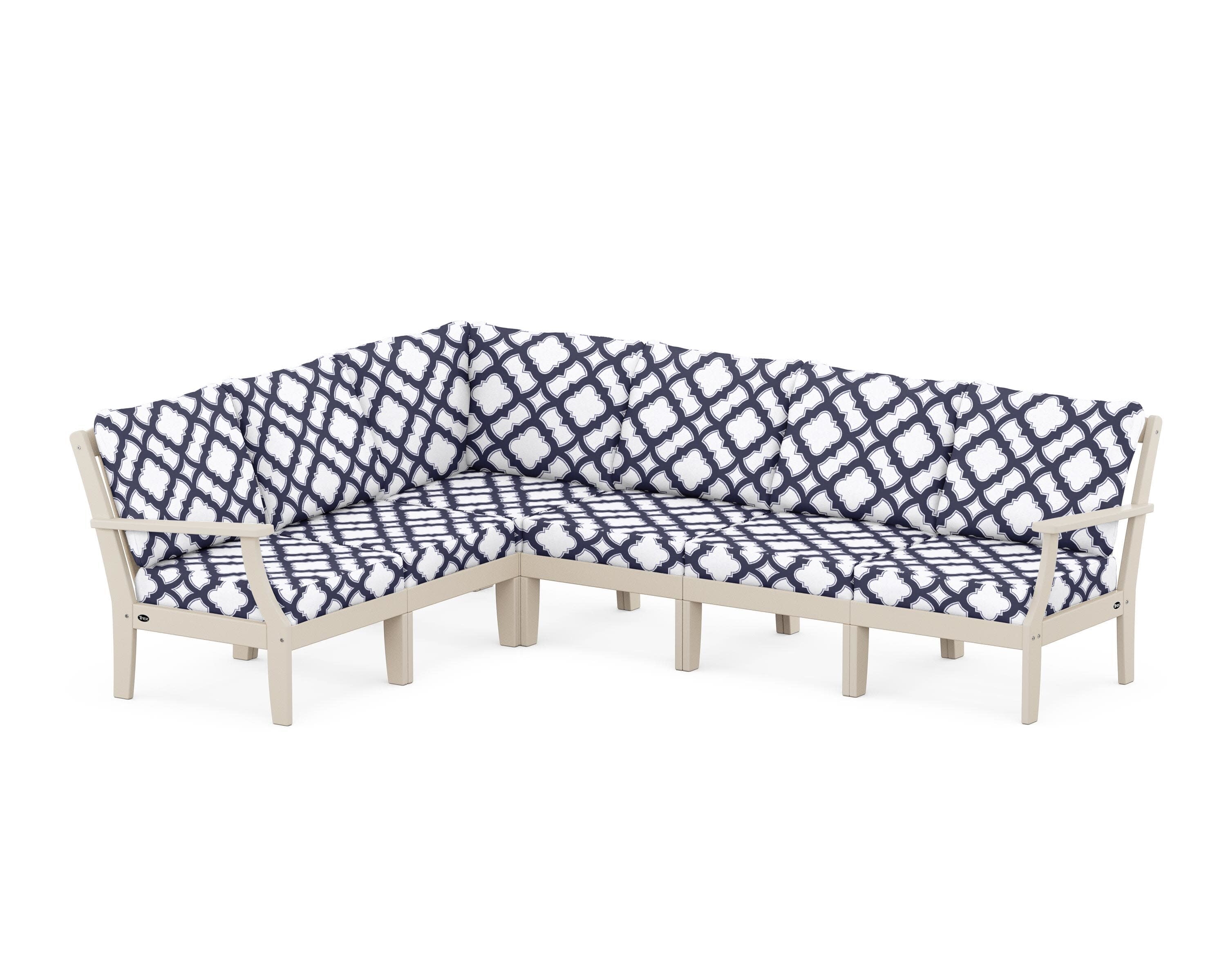 Yacht Club Modular 6-Piece Deep Seating Set in Sand Castle / Trellis Navy