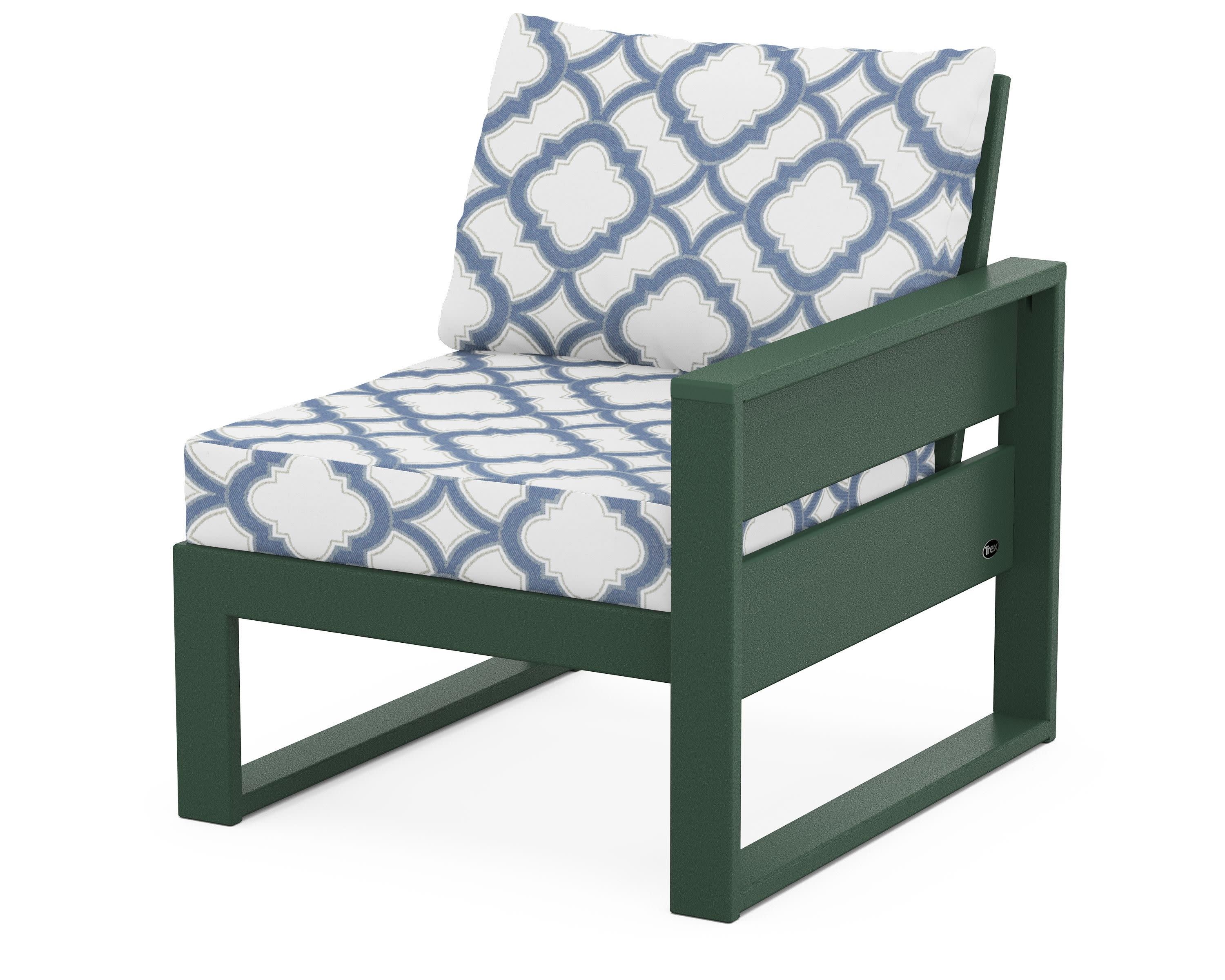 Eastport Modular Right Arm Chair in Rainforest Canopy / Trellis Sky Blue