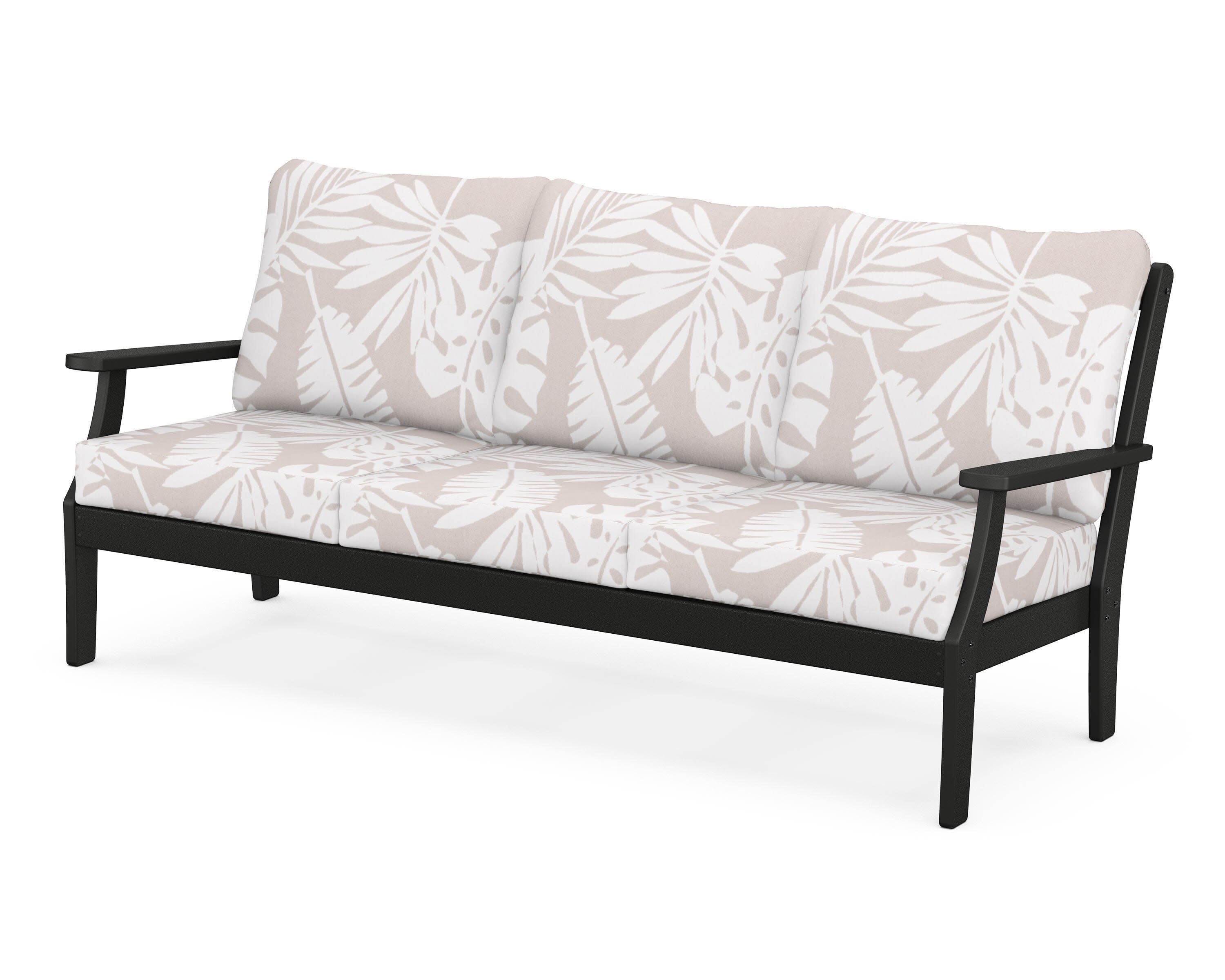 Yacht Club Deep Seating Sofa in Charcoal Black / Leaf Dune Burlap