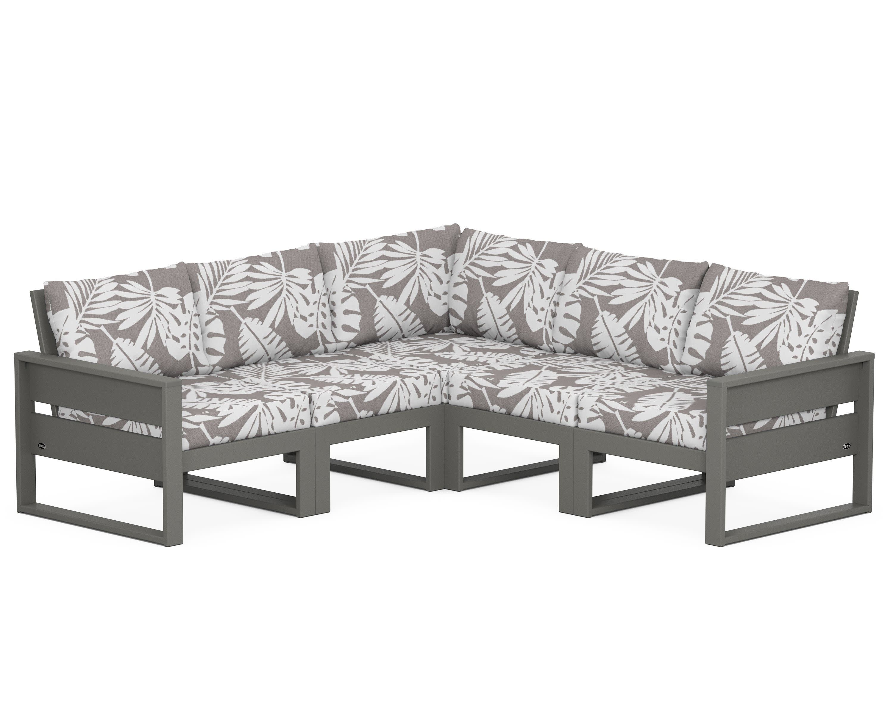 Eastport 5-Piece Sectional in Stepping Stone / Leaf Grey Mist
