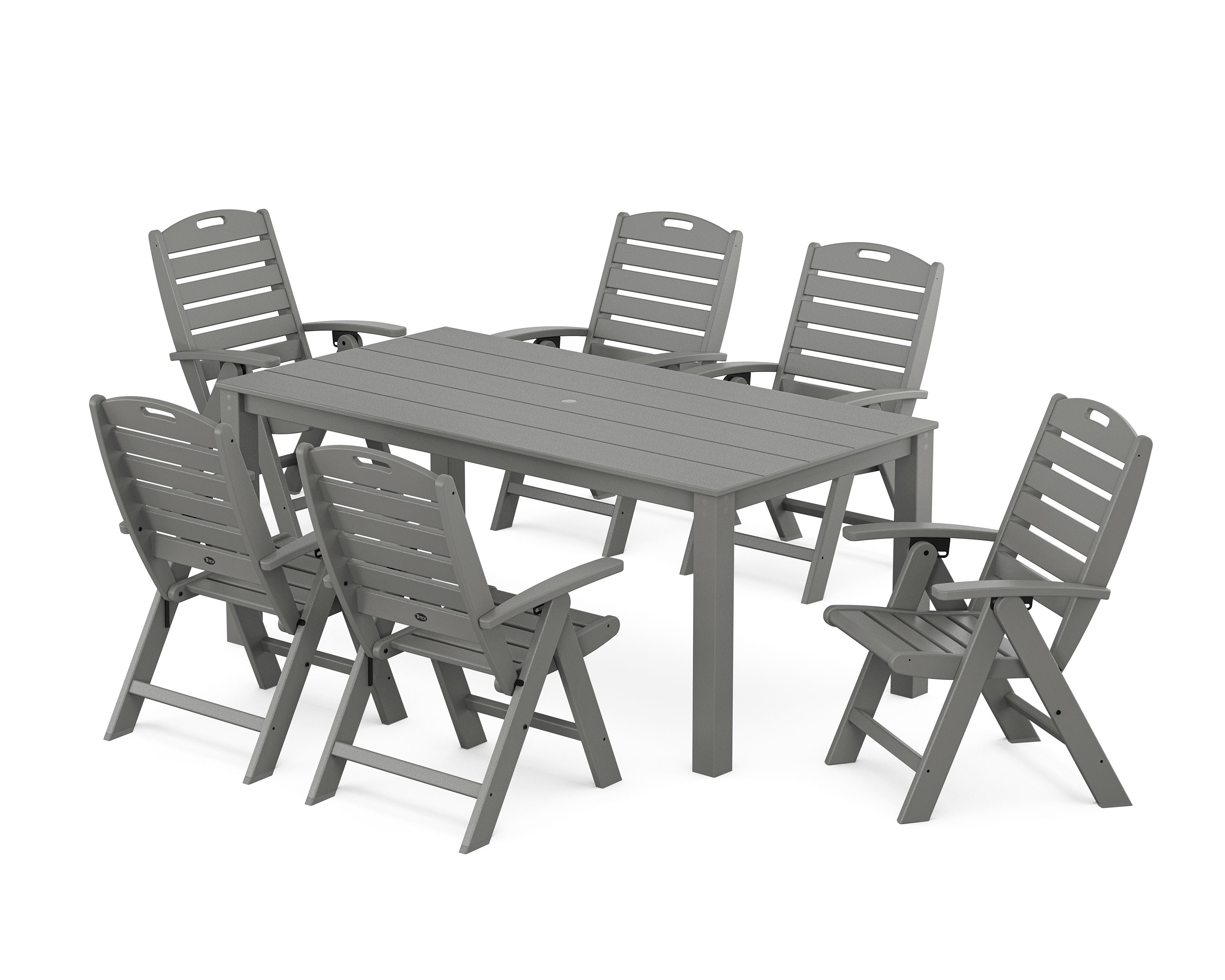 Yacht Club Highback Chair 7-Piece Parsons Dining Set in Stepping Stone
