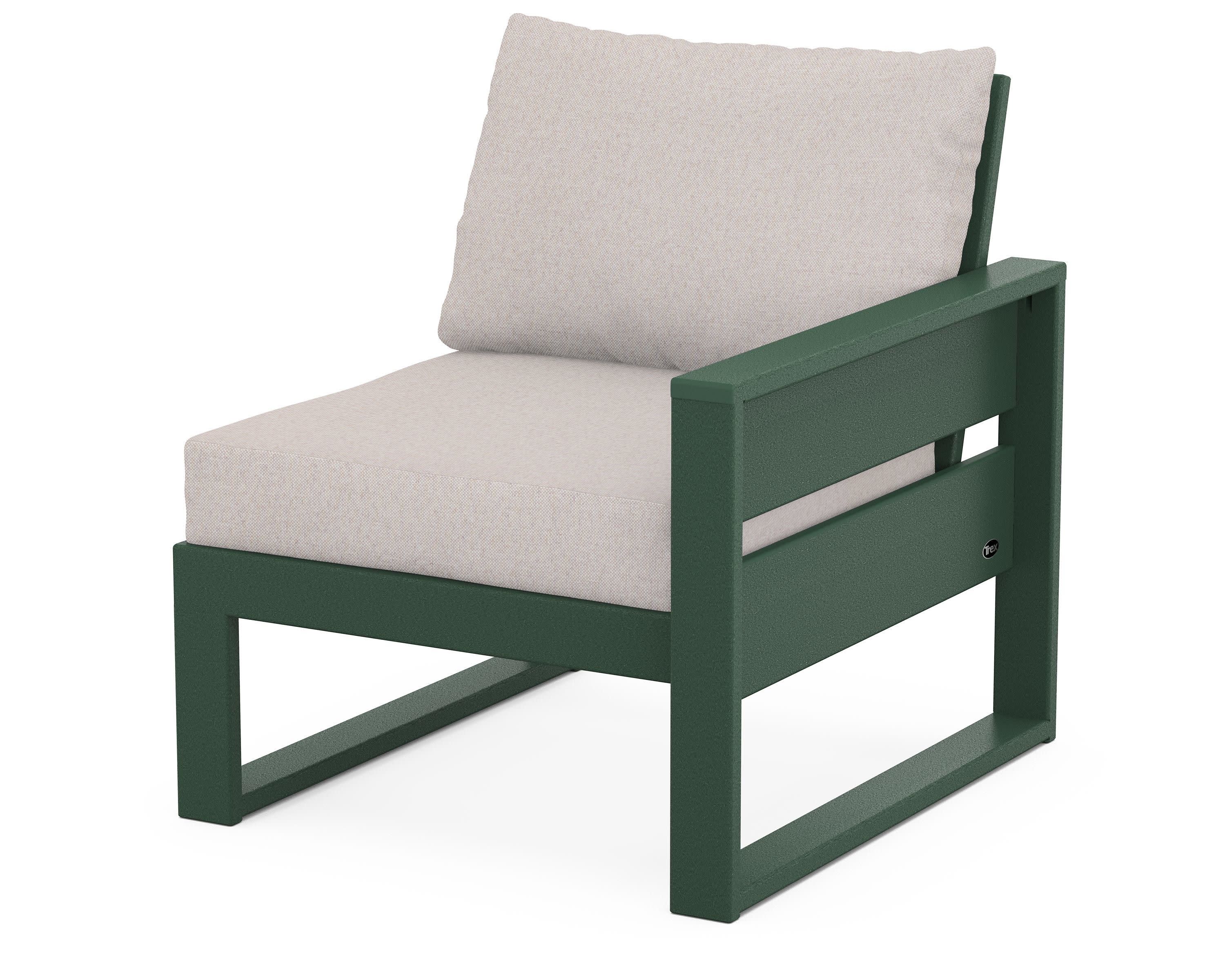 Eastport Modular Right Arm Chair in Rainforest Canopy / Dune Burlap