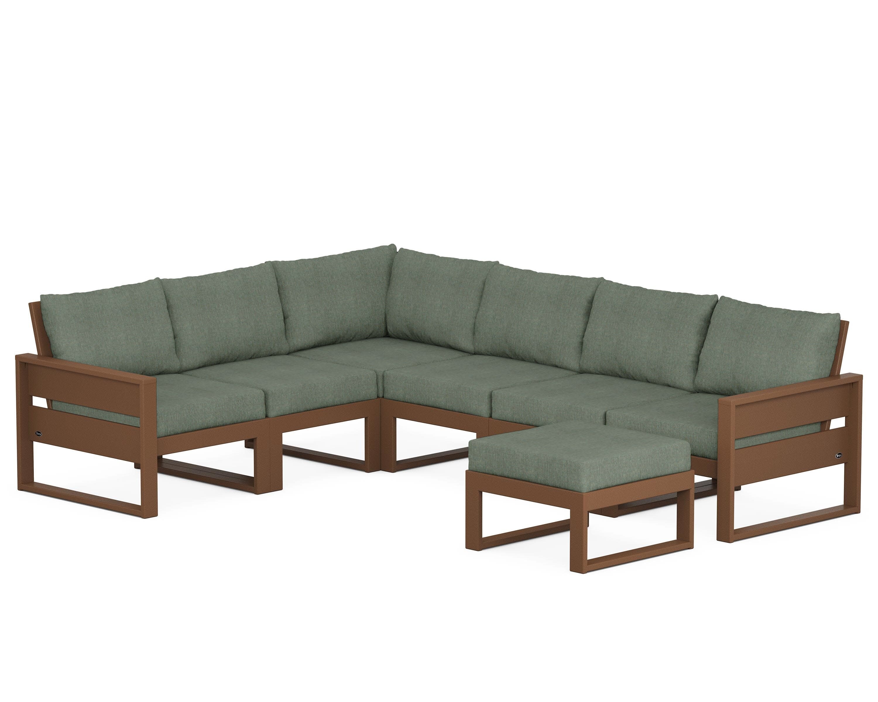Eastport 6-Piece Sectional with Ottoman in Tree House / Cast Sage