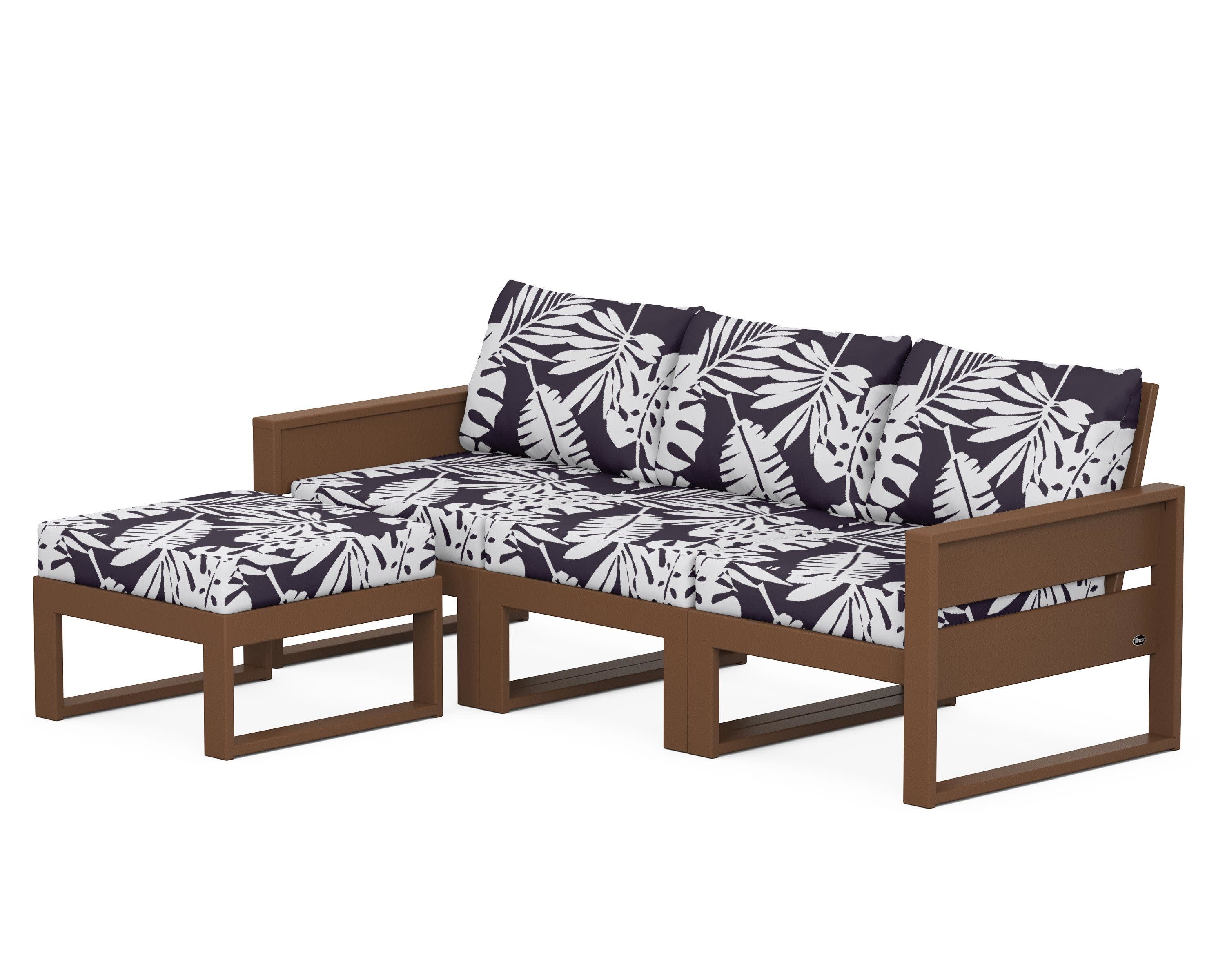 Eastport 4- Piece Sectional with Ottoman in Tree House / Leaf Navy