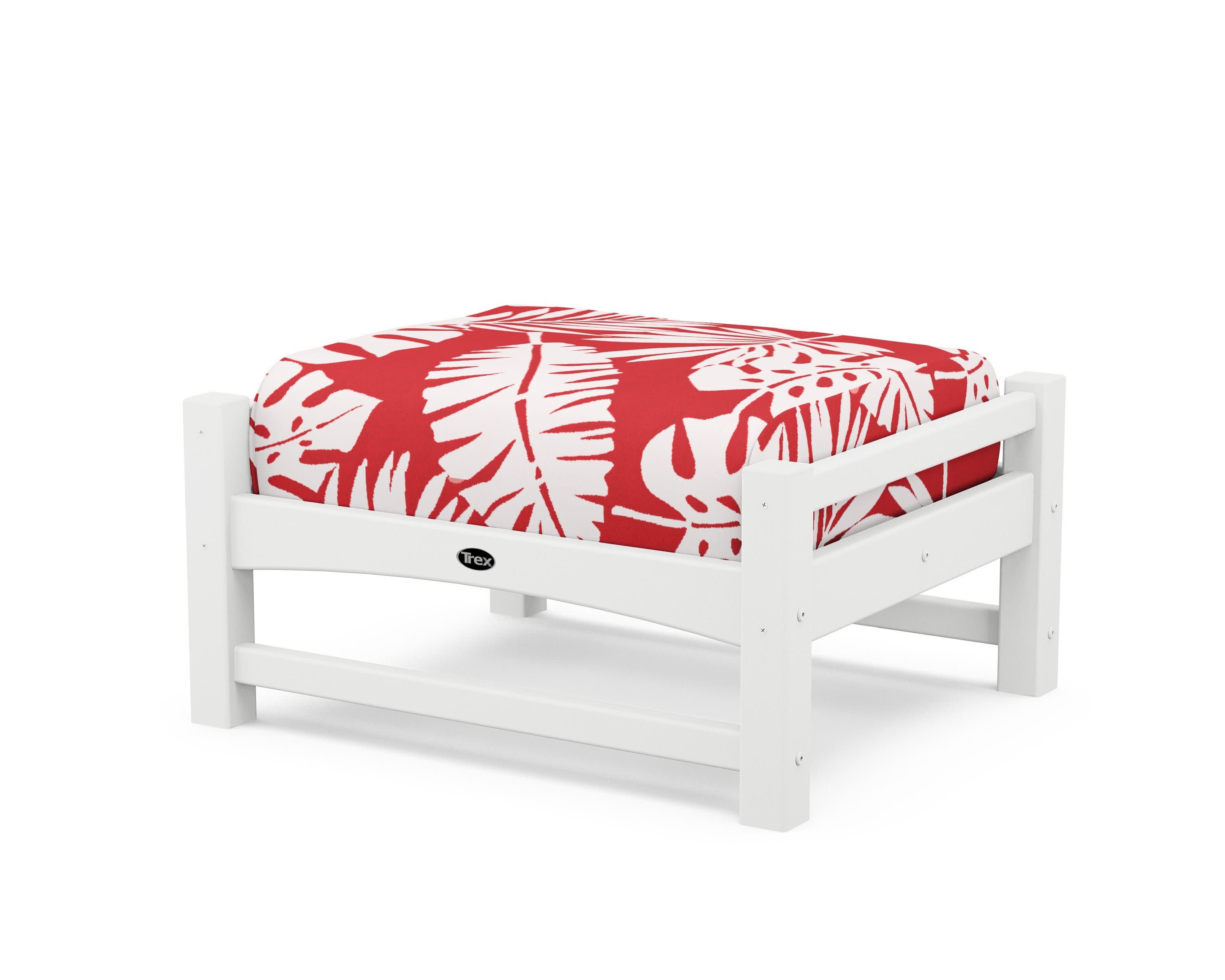 Rockport Club Ottoman in Classic White / Leaf Crimson