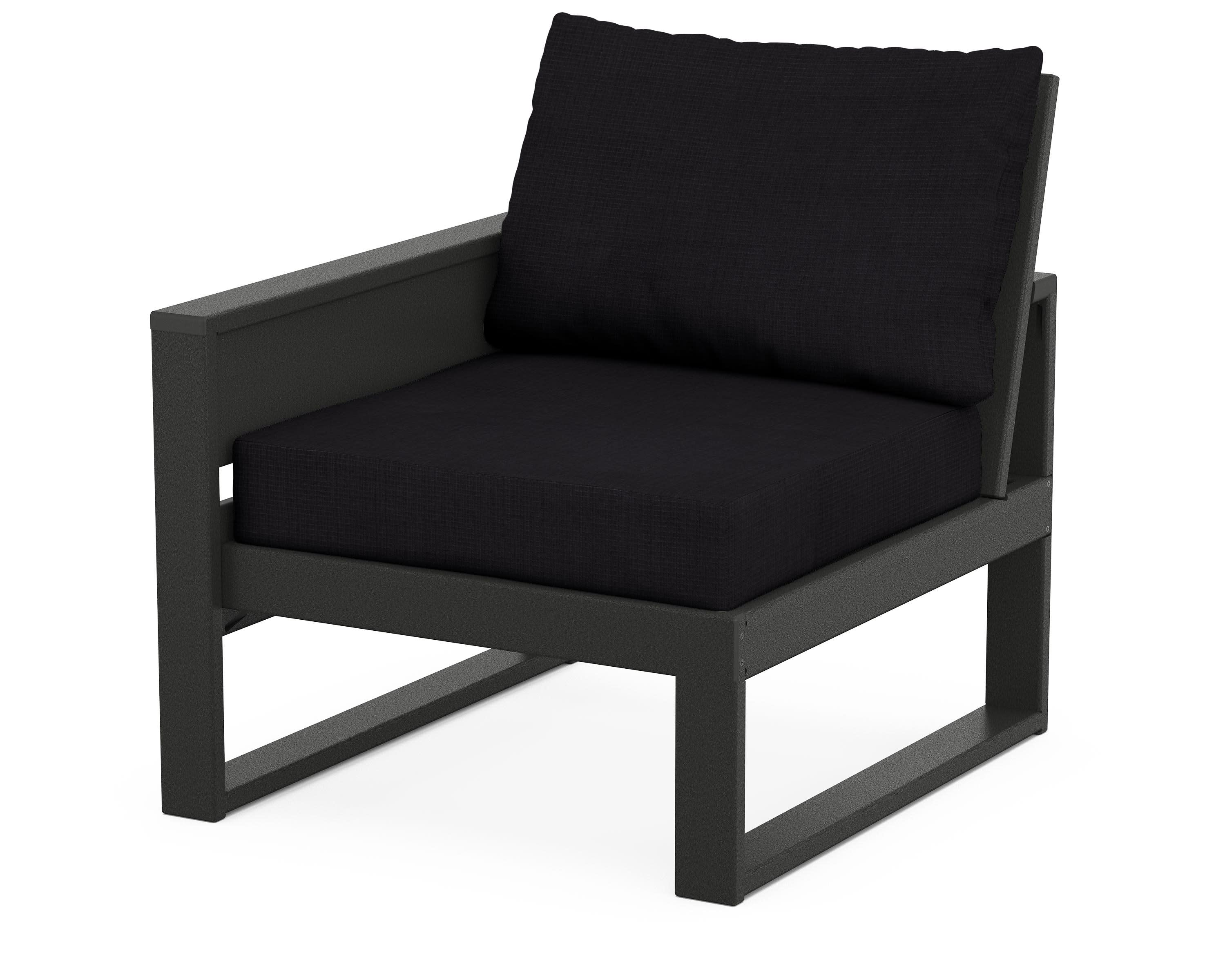 Eastport Modular Left Arm Chair in Charcoal Black / Midnight Linen