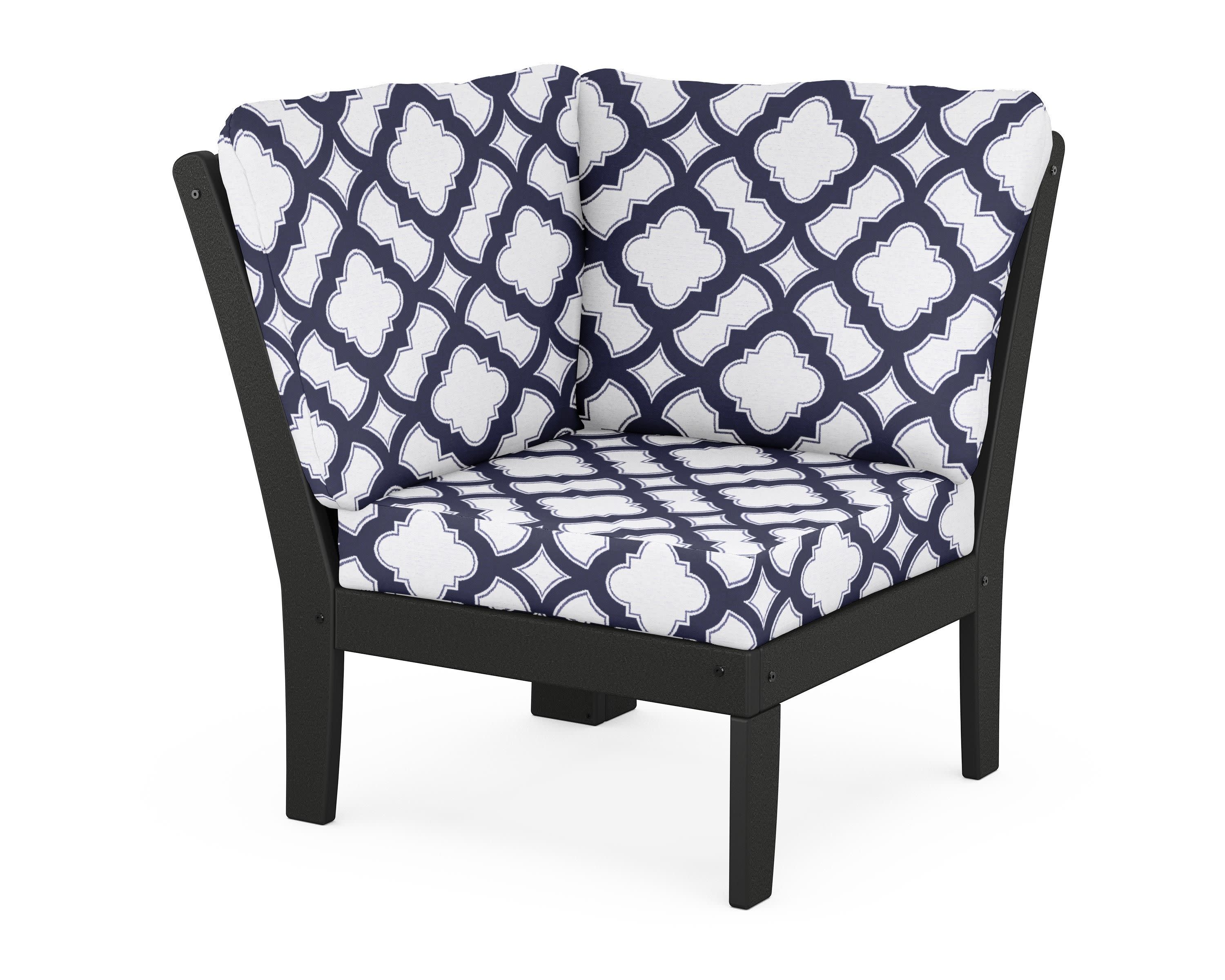 Yacht Club Modular Corner Chair in Charcoal Black / Trellis Navy