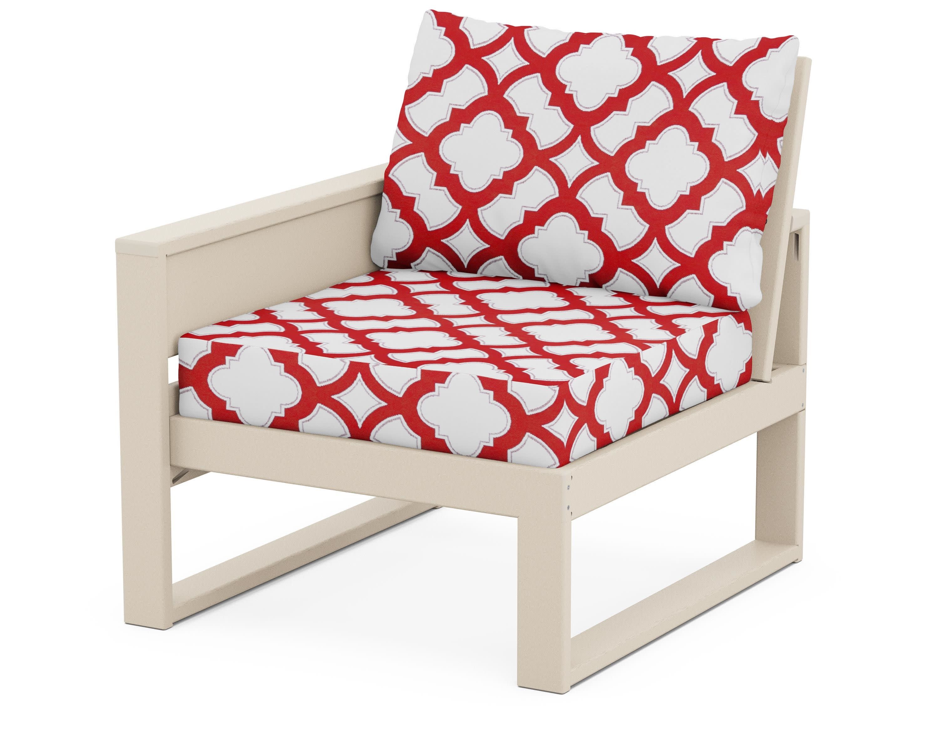 Eastport Modular Left Arm Chair in Sand Castle / Trellis Crimson