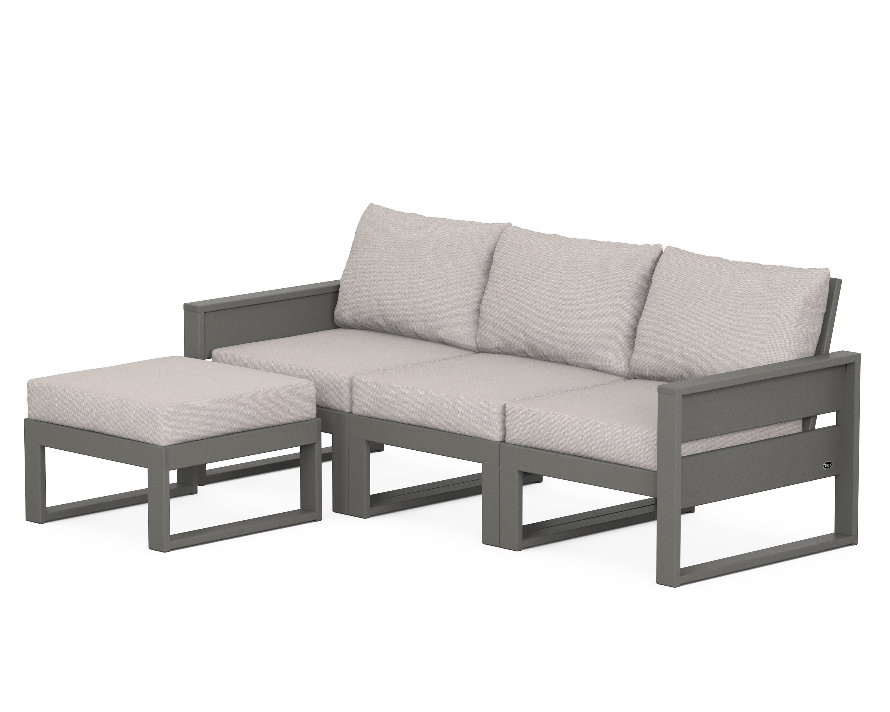 Eastport 4- Piece Sectional with Ottoman in Stepping Stone / Dune Burlap