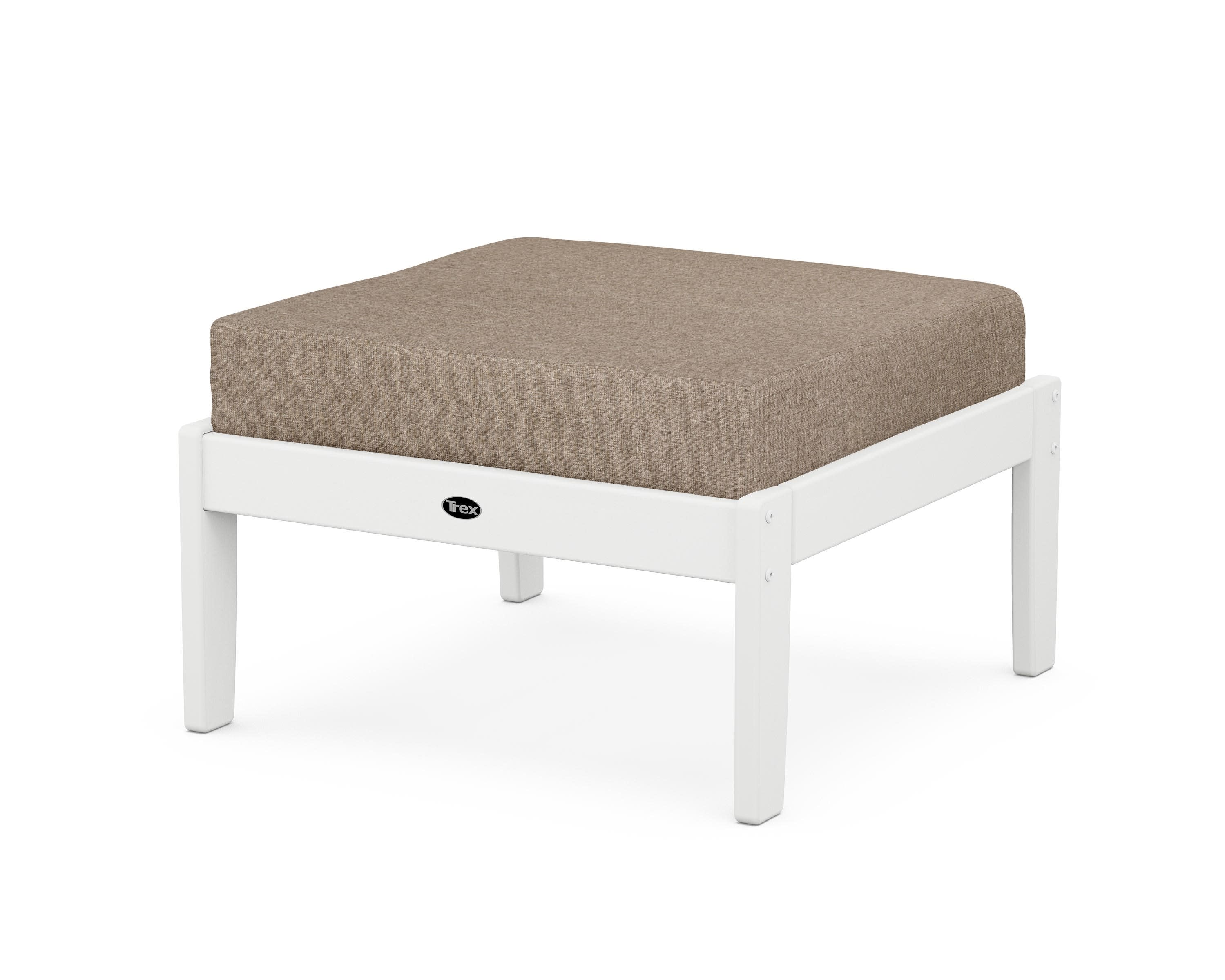 Yacht Club Deep Seating Ottoman in Classic White / Spiced Burlap