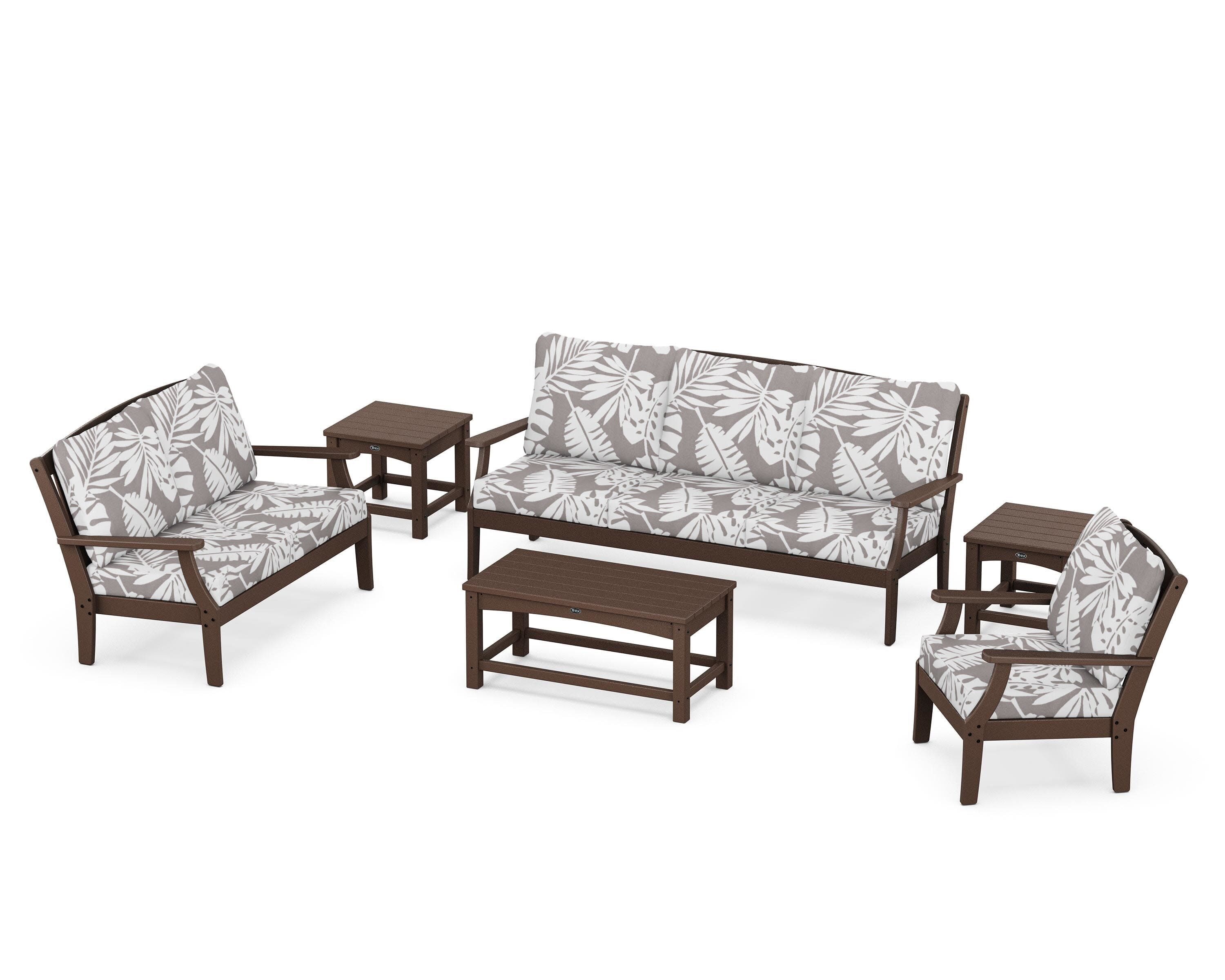 Yacht Club 6-Piece Deep Seating Set in Vintage Lantern / Leaf Grey Mist