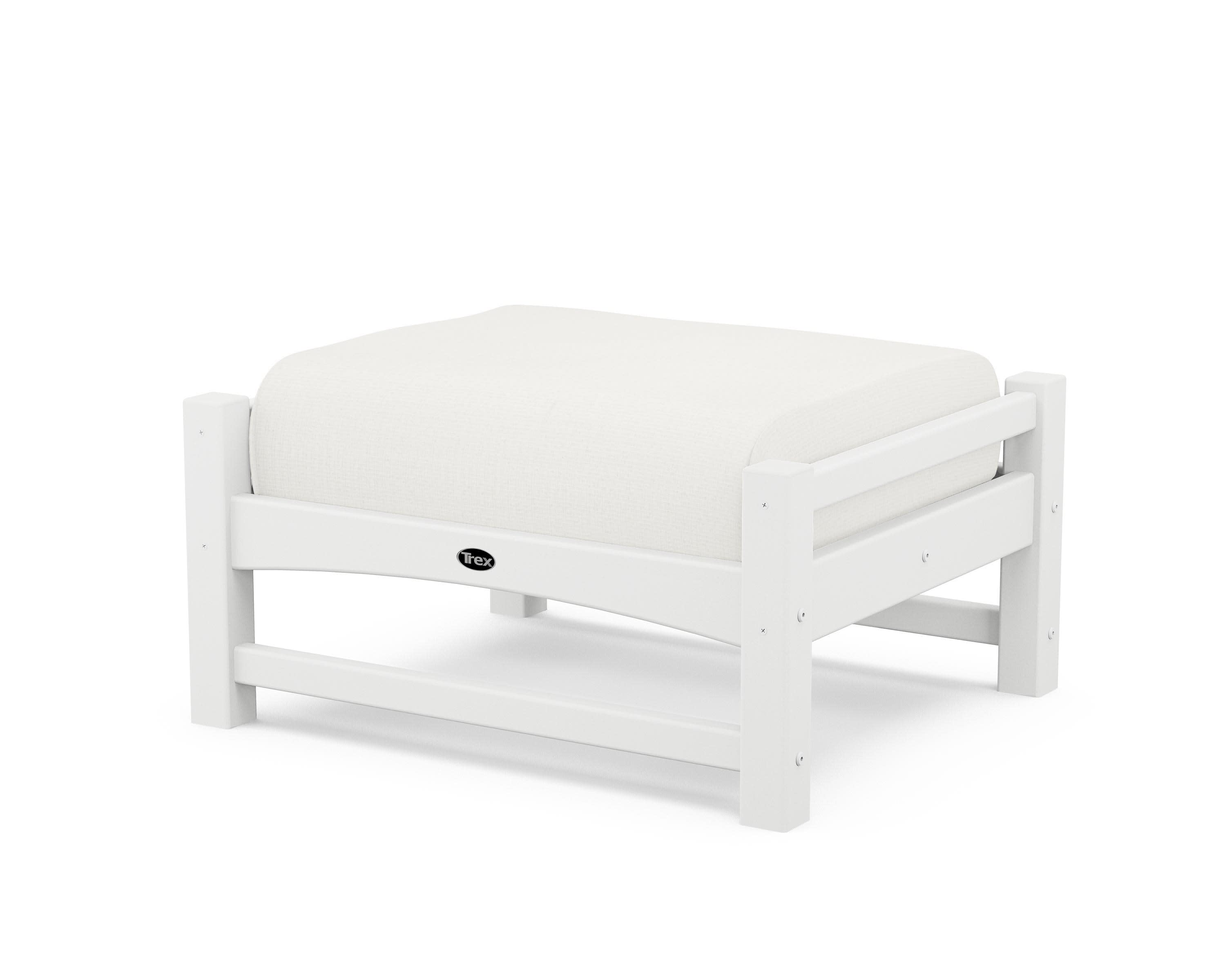 Rockport Club Ottoman in Classic White / Natural Linen