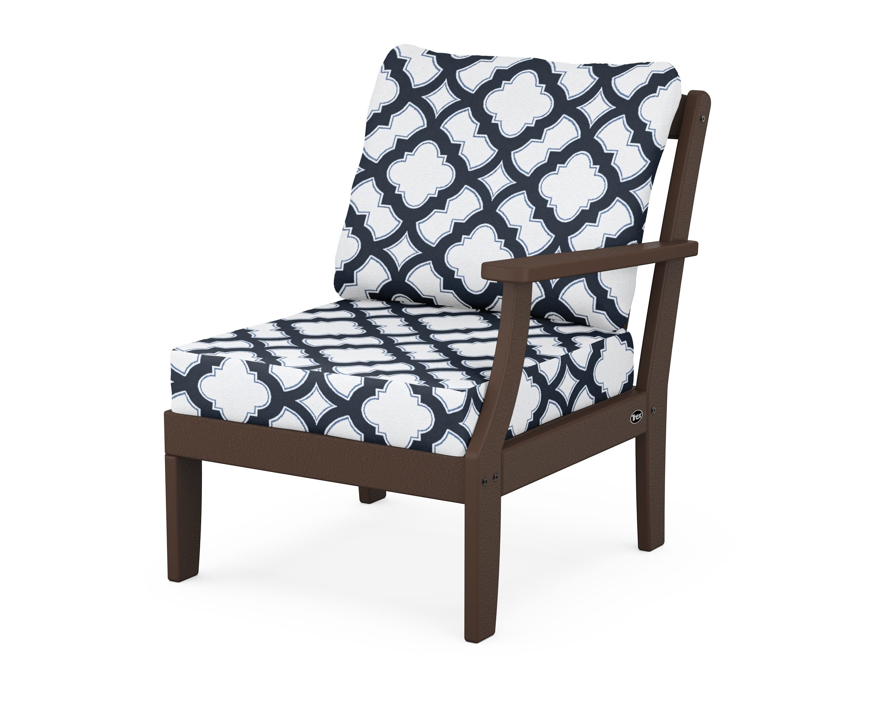 Yacht Club Modular Right Arm Chair in Vintage Lantern / Trellis Marine Indigo