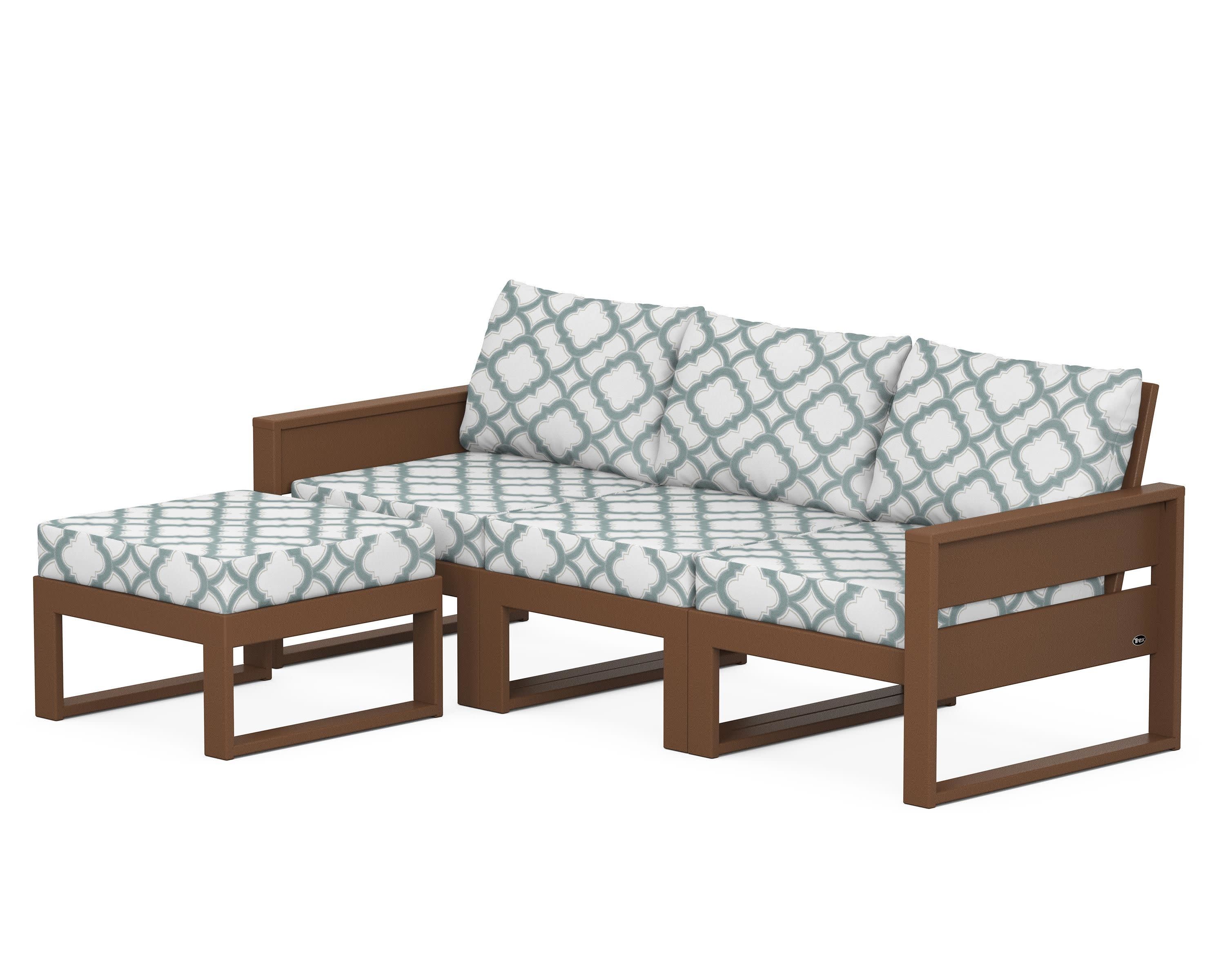 Eastport 4- Piece Sectional with Ottoman in Tree House / Trellis Glacier Spa