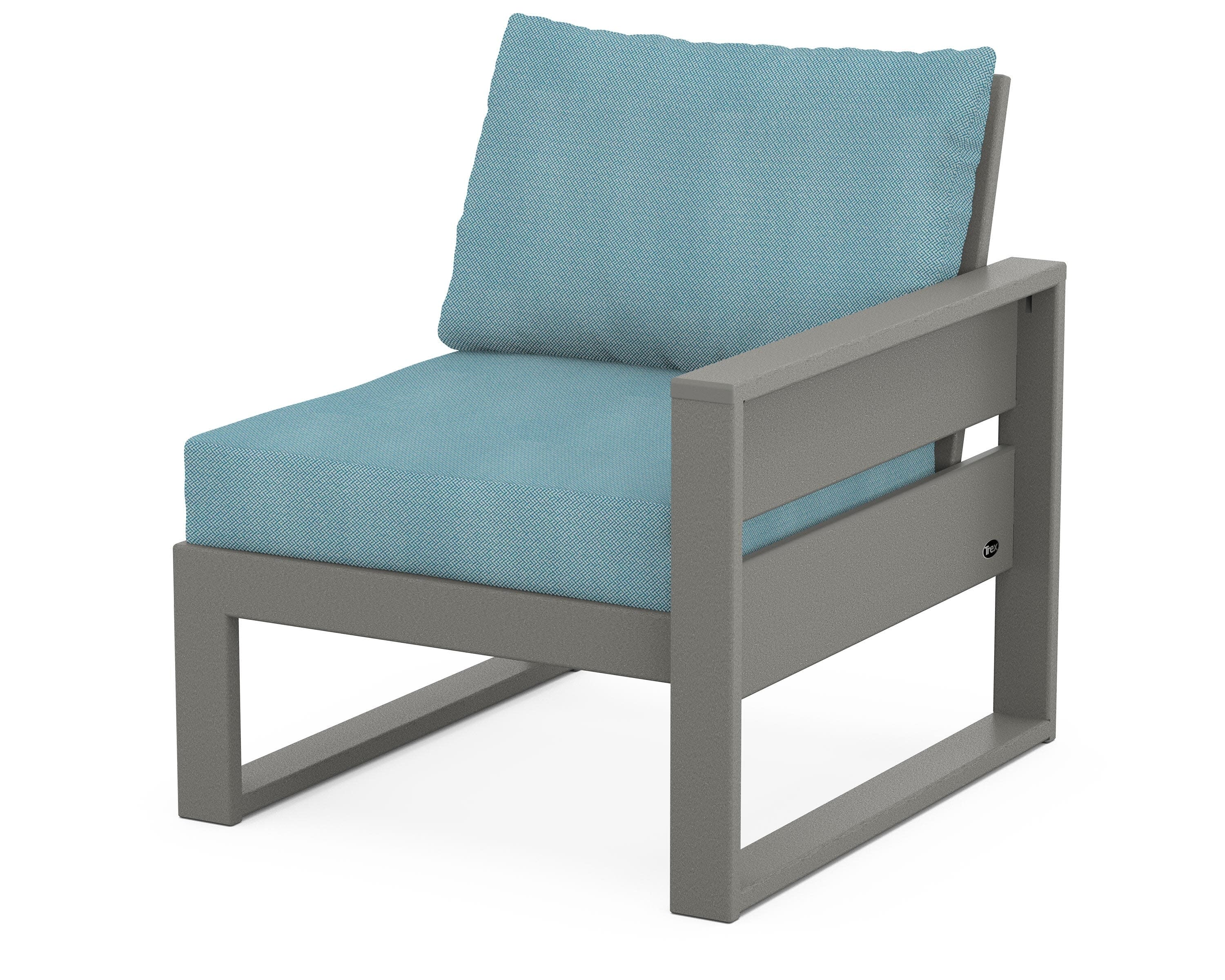 Eastport Modular Right Arm Chair in Stepping Stone / Lattice Sky Blue