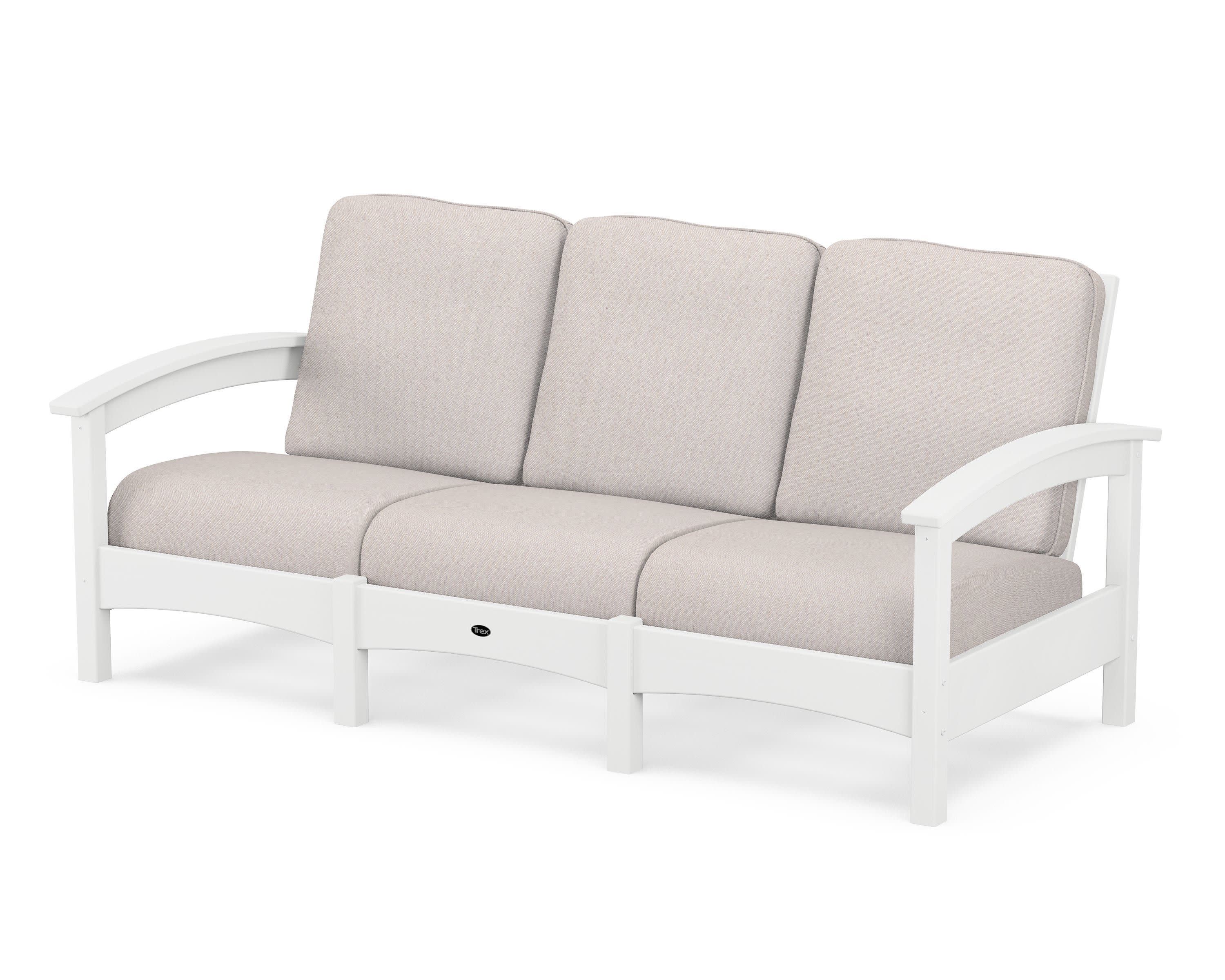Rockport Club Sofa in Classic White / Dune Burlap