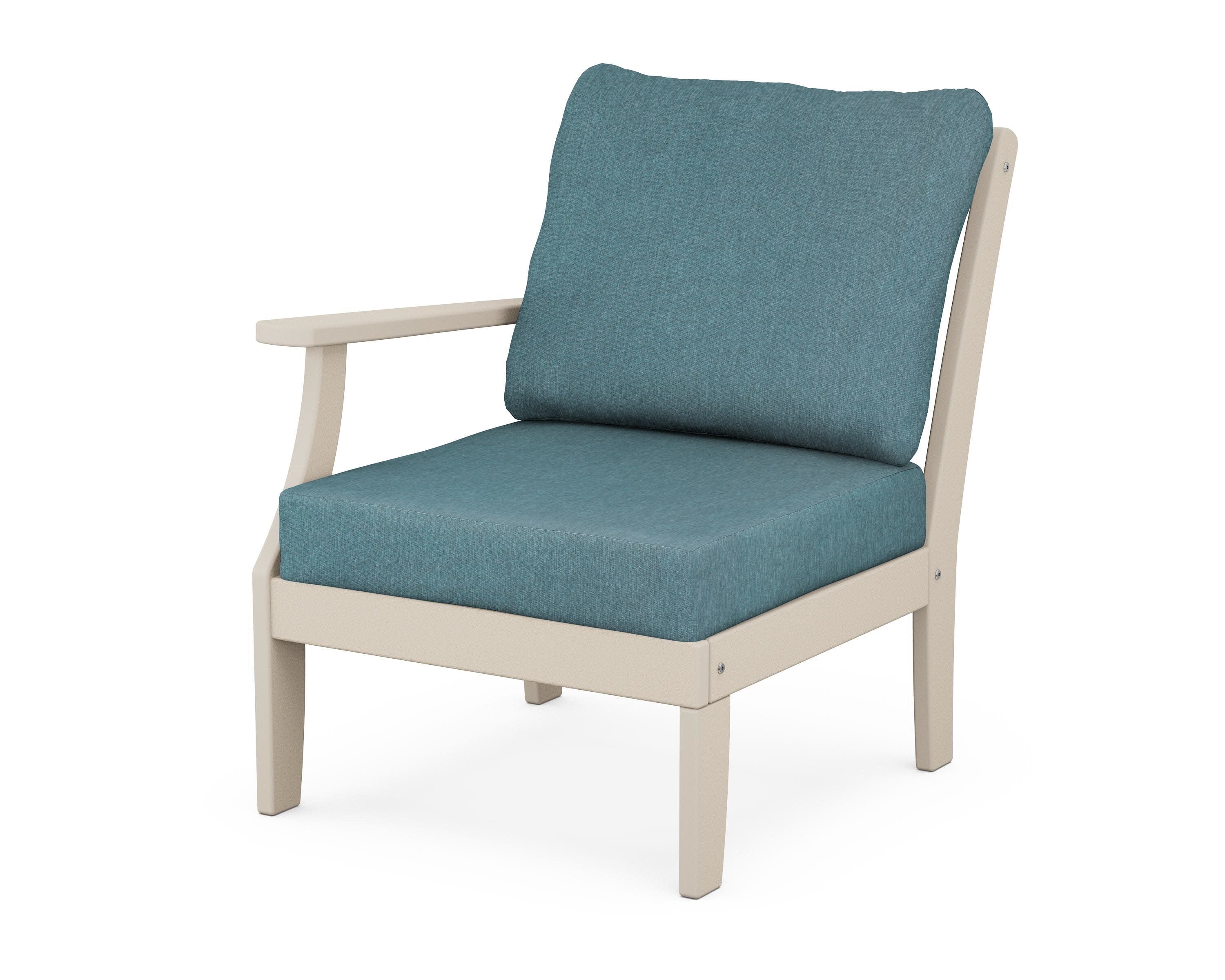 Yacht Club Modular Left Arm Chair in Sand Castle / Ocean Teal