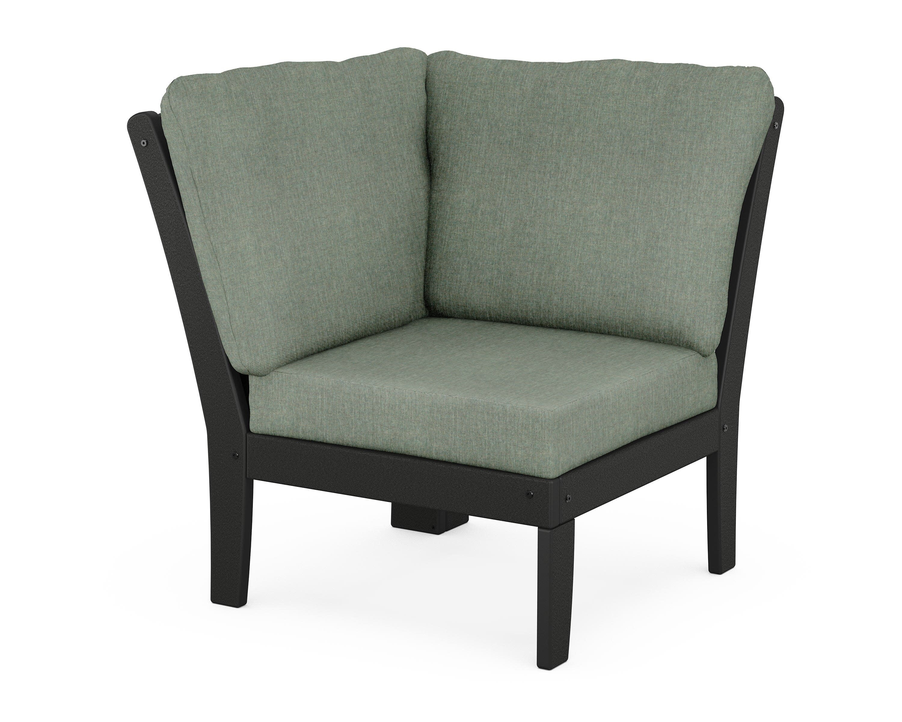 Yacht Club Modular Corner Chair in Charcoal Black / Cast Sage